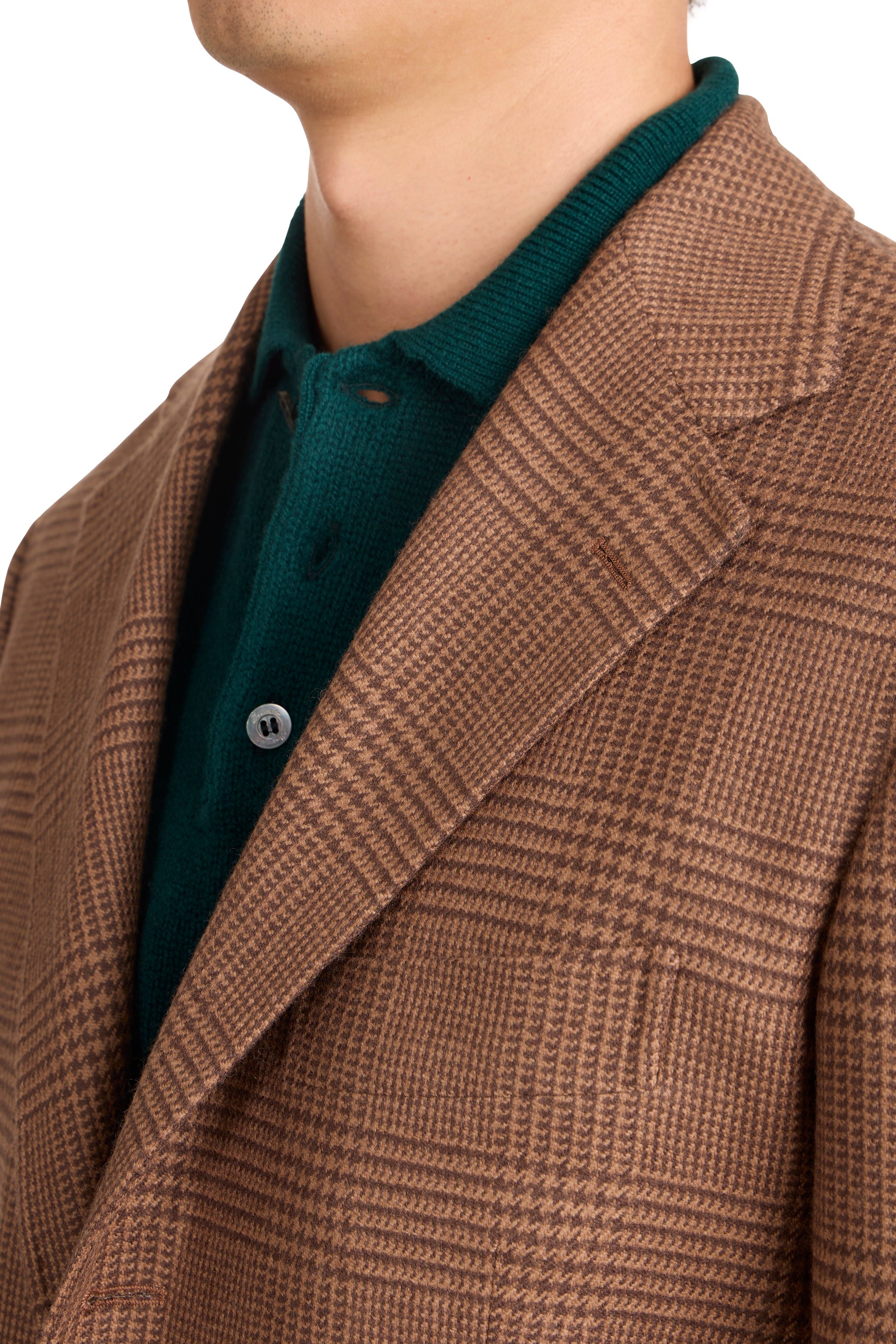 The Armoury Model 3 Tan with Brown Glen Plaid Wool/Cashmere Sport Coat