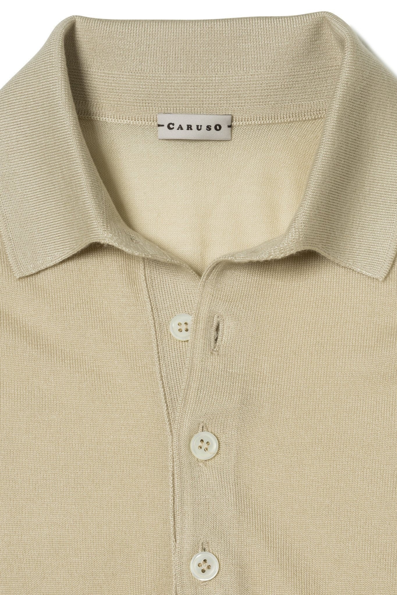 Caruso MA36 Beige Cashmere Silk Long Sleeve Polo