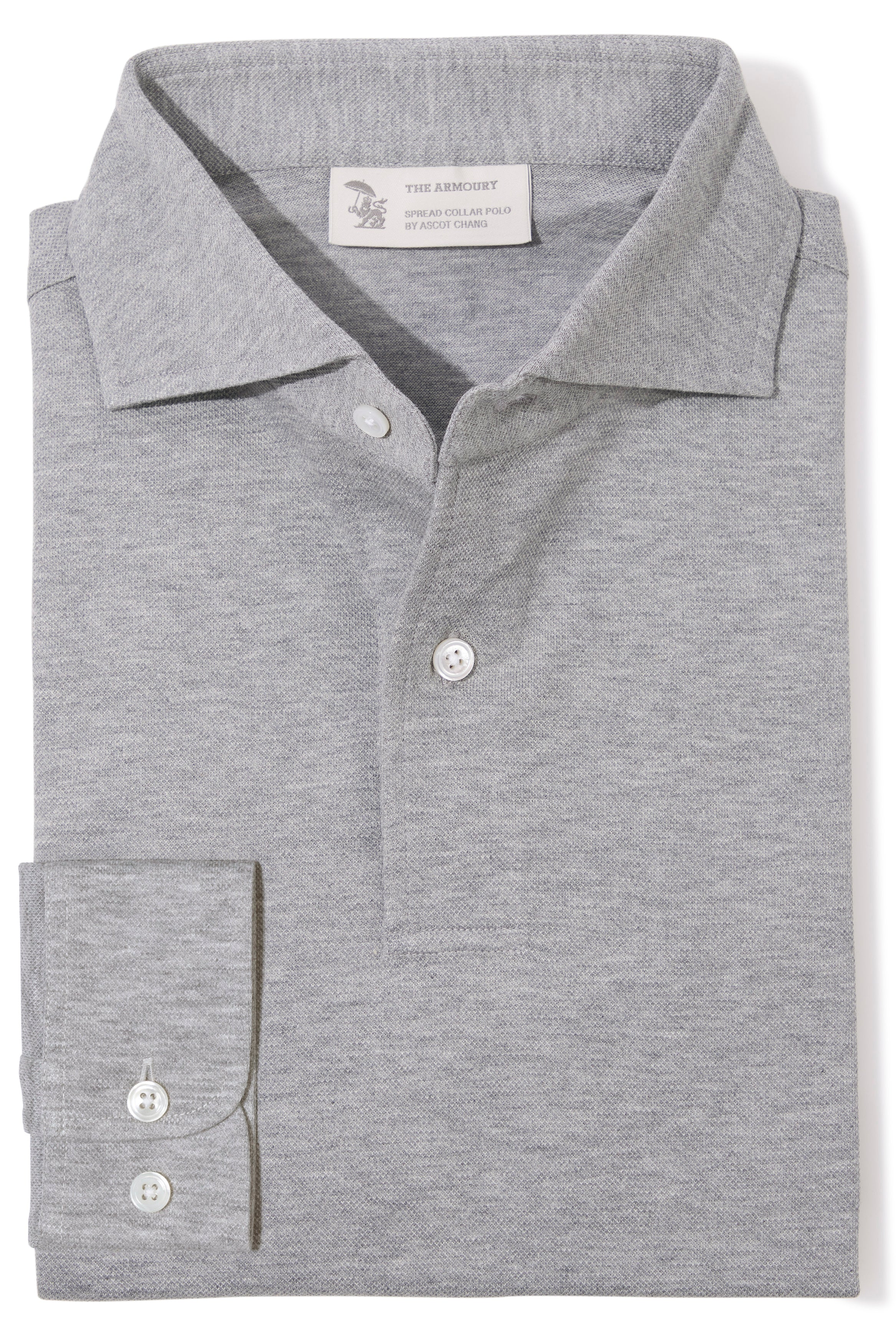 The Armoury Smoke Cotton Long Sleeve Spread Collar Polo
