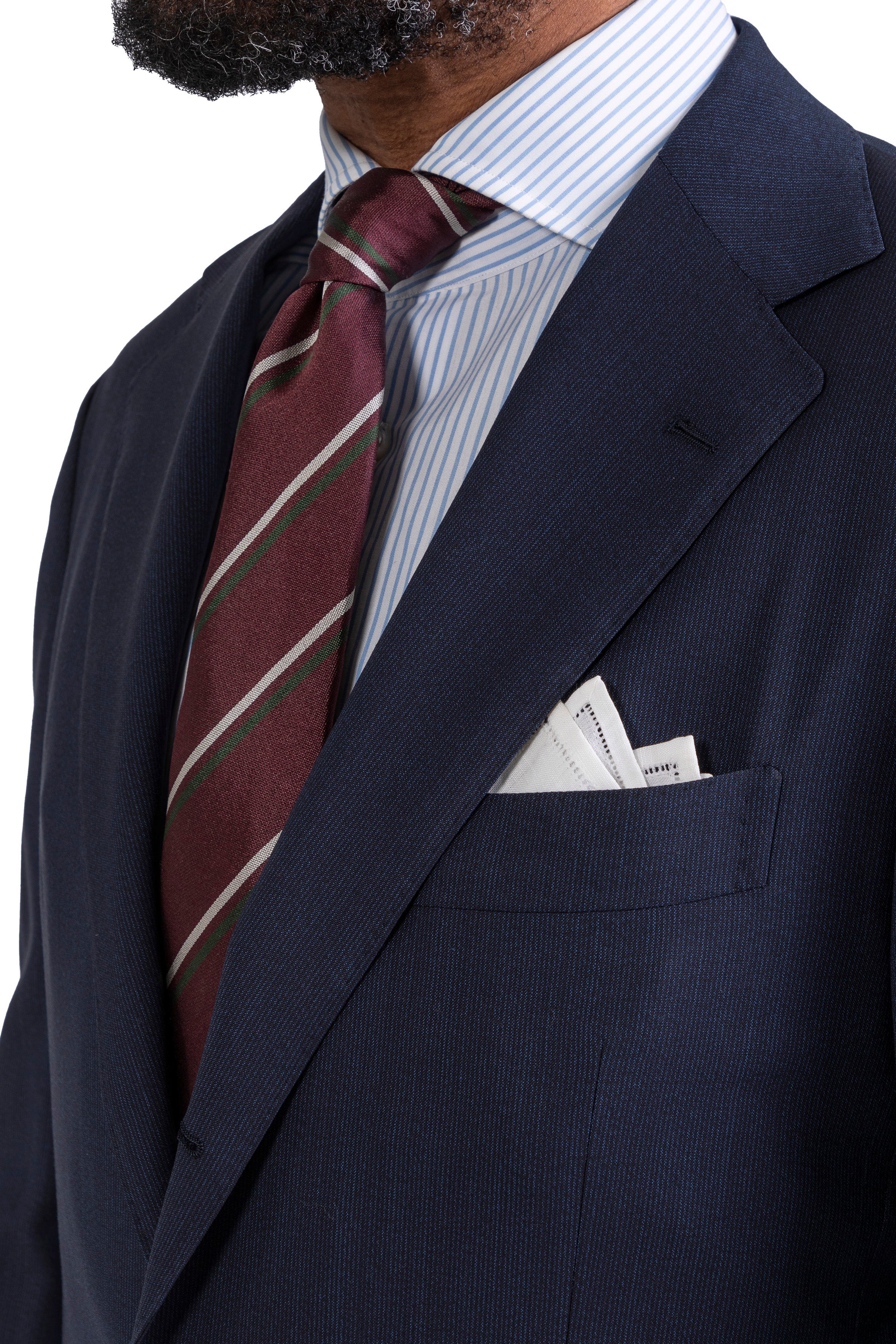 The Armoury Model 3A Navy Blue Wool Mini Stripe Suit