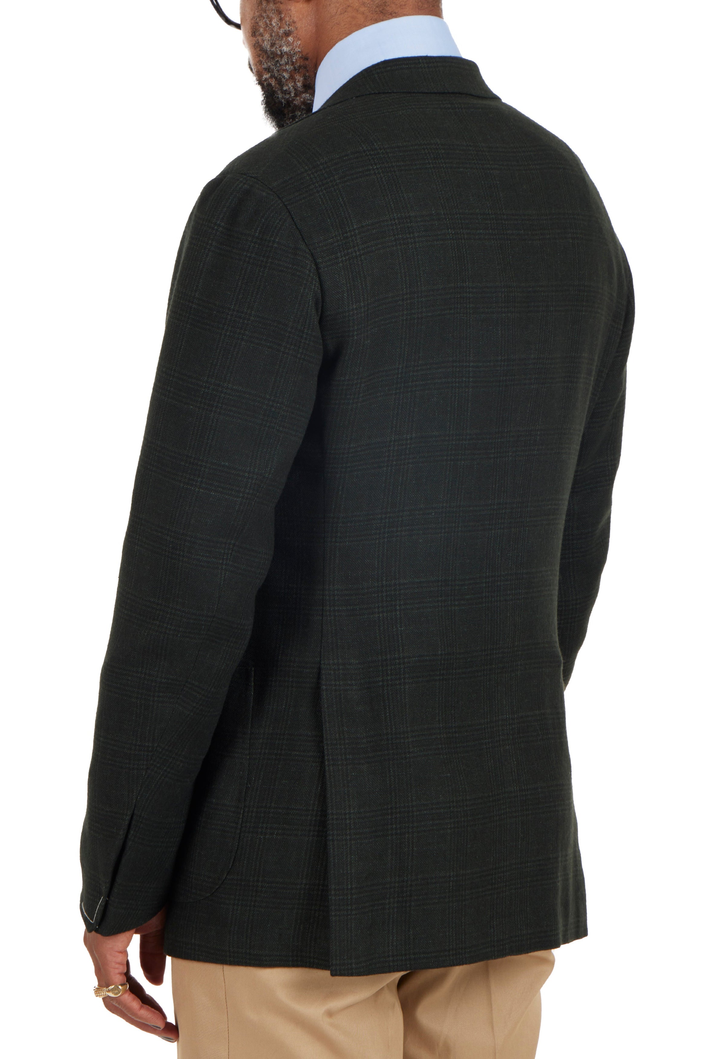 The Armoury Model 3 Green RE053F21E Prince Of Wales Check Wool-Silk-Cashmere-Linen Sport Coat
