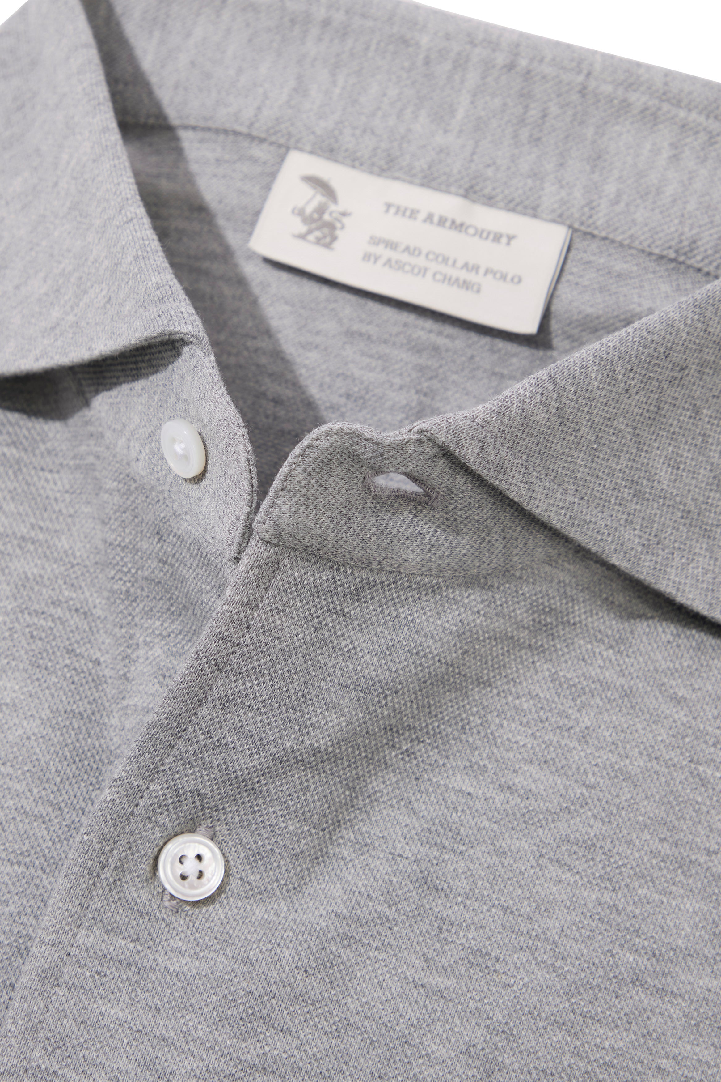 The Armoury Smoke Cotton Long Sleeve Spread Collar Polo