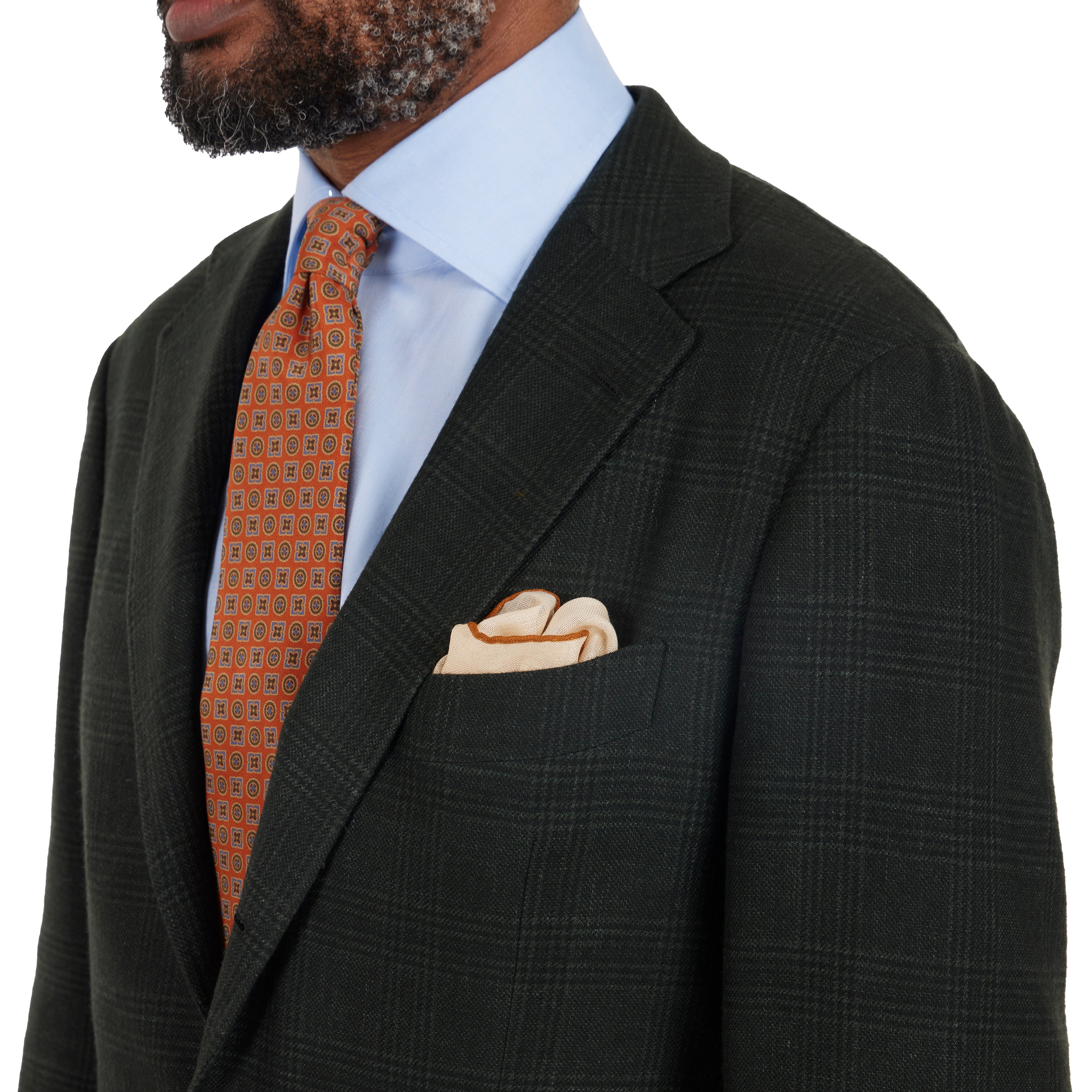 The Armoury Model 3 Green RE053F21E Prince Of Wales Check Wool-Silk-Cashmere-Linen Sport Coat