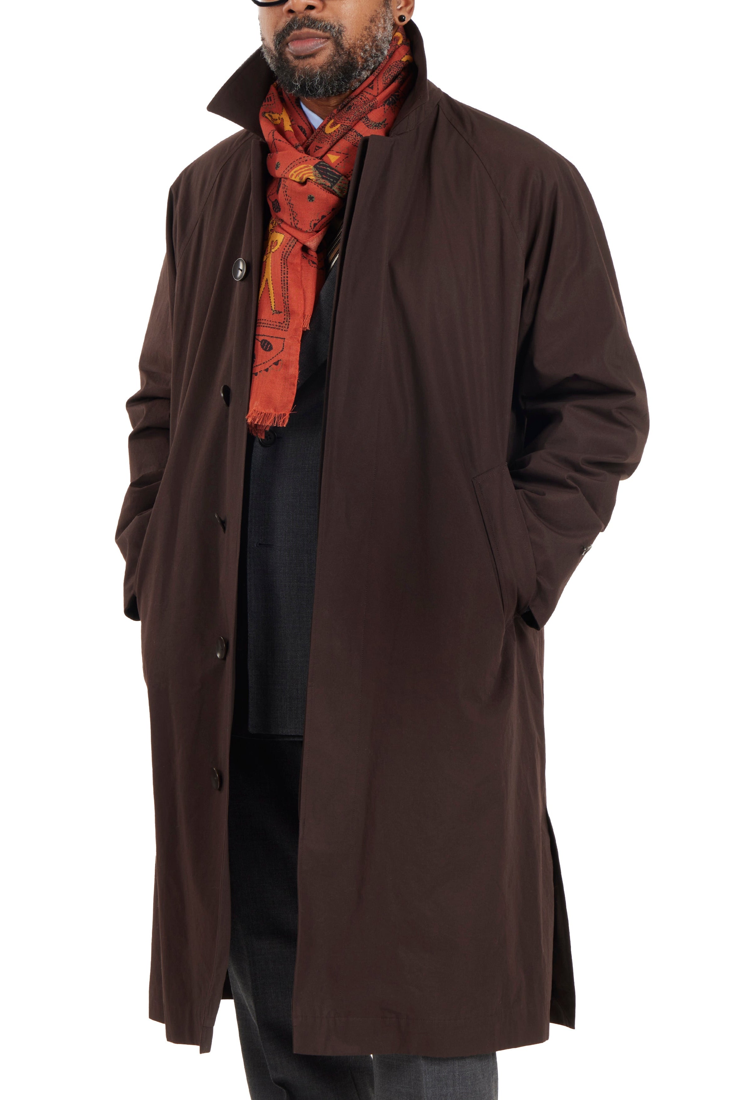 Cohérence RUIZ-FLC Brown Weather Resistant Cotton Cashmere Light Coat
