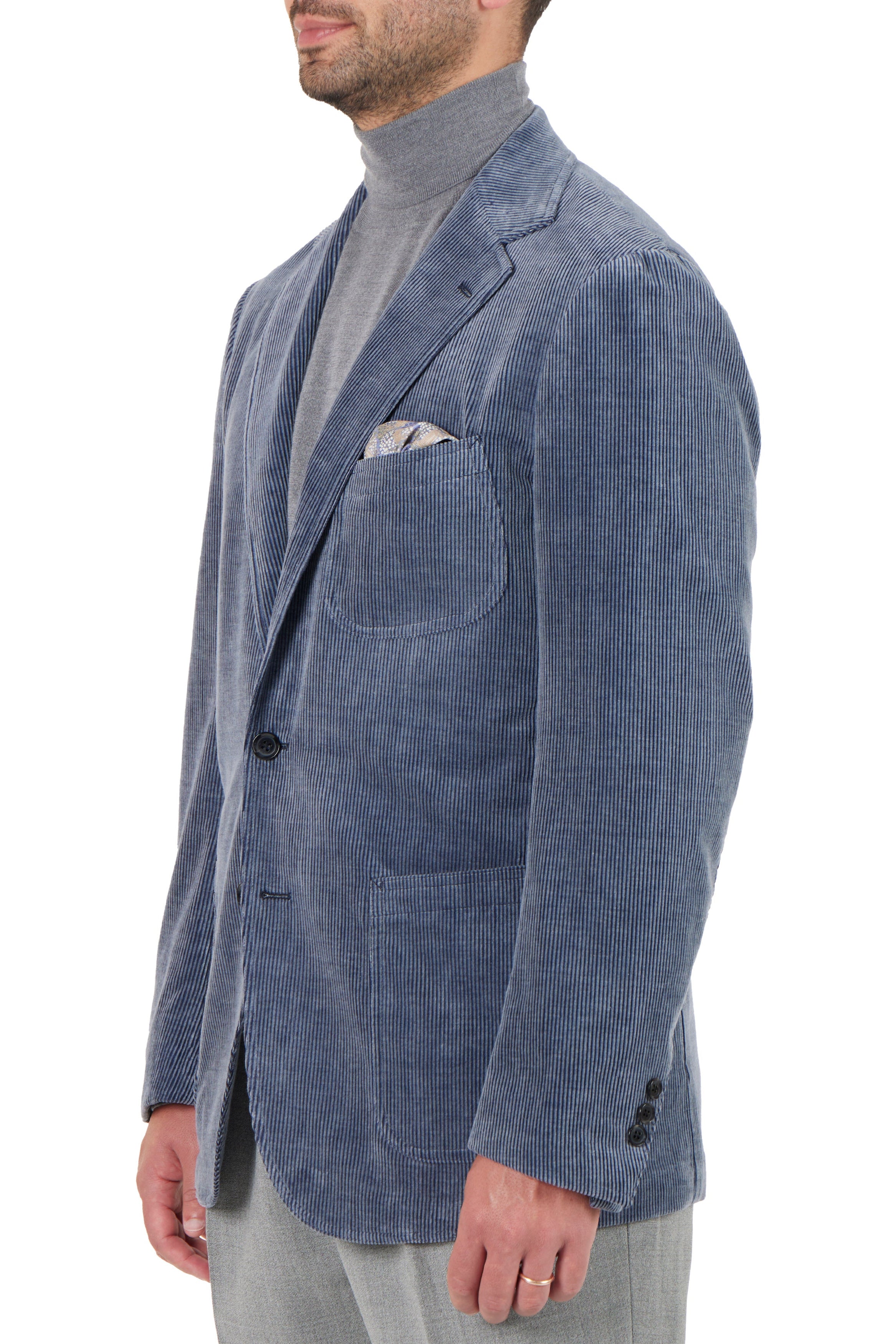 The Armoury Model 12 Blue RE053F26X Zegna Cashco Washed Cotton-Cashmere Sport Coat