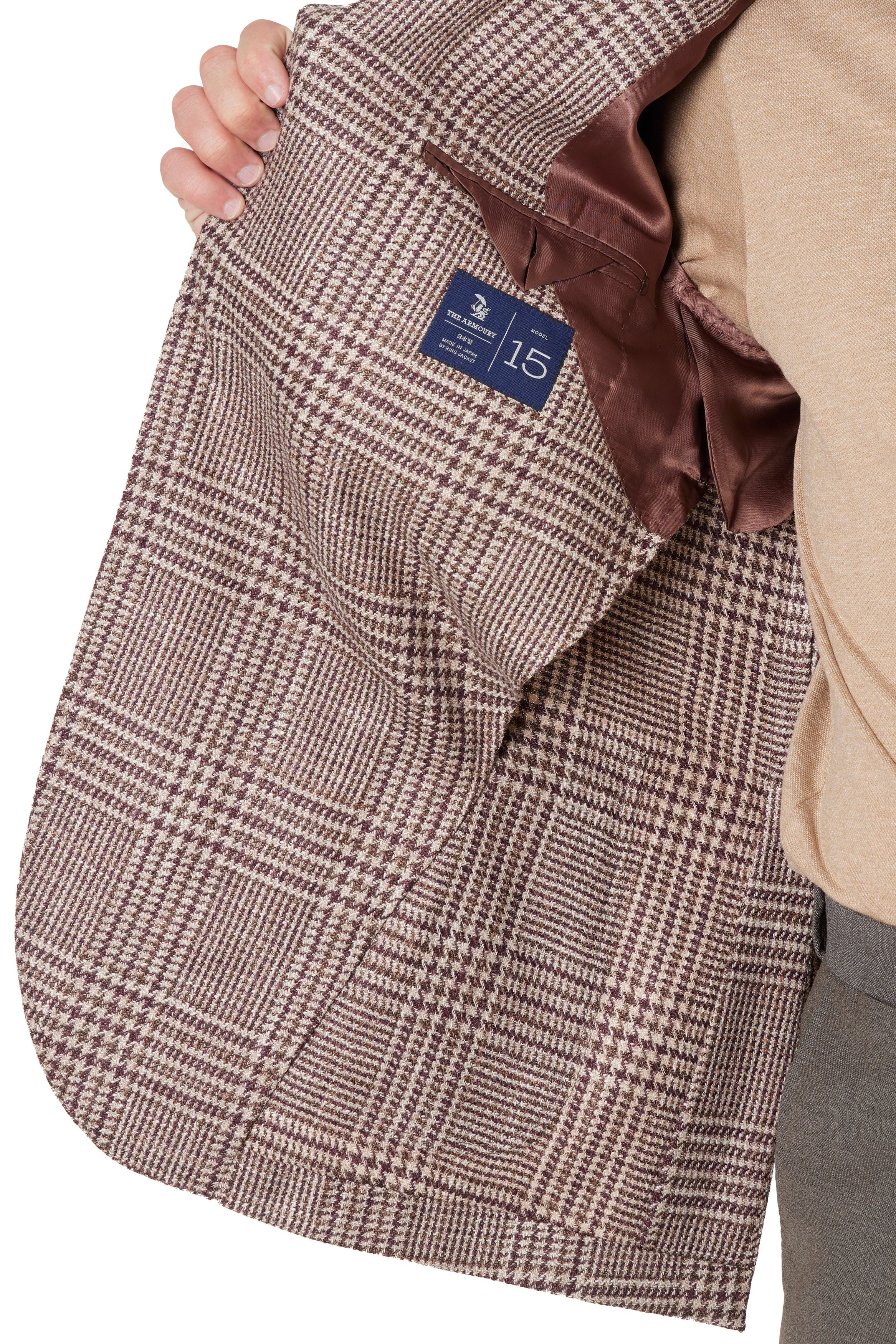 The Armoury Model 15 Brown Purple RE053F28G Wool-Silk Glencheck Sport Coat