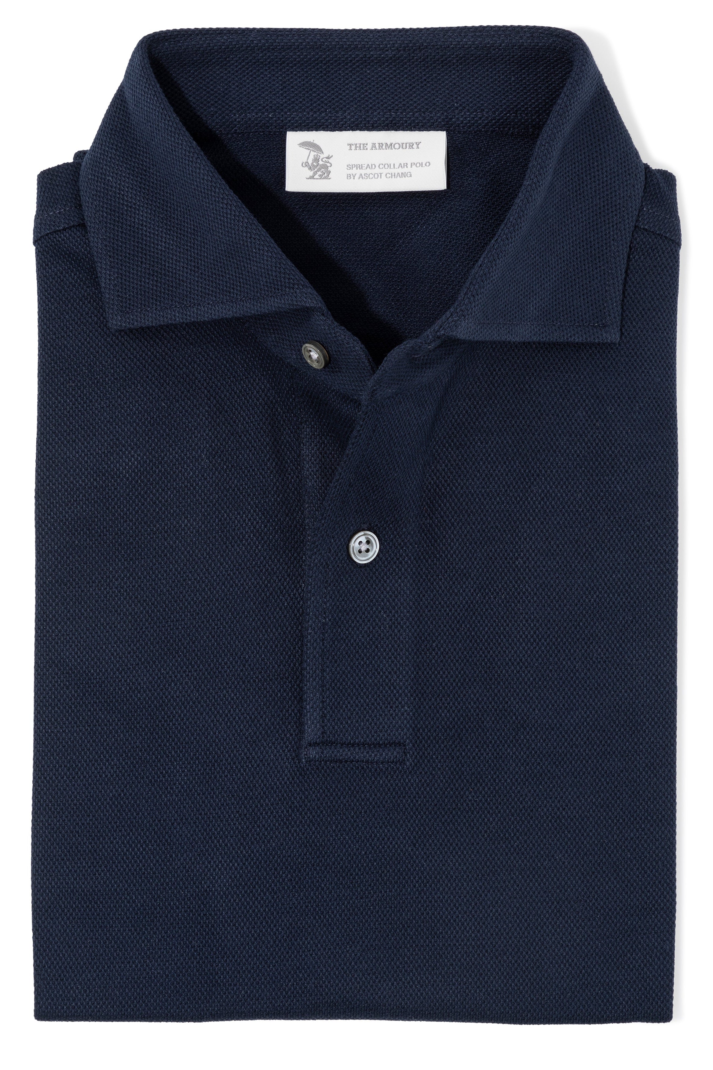 The Armoury Navy Cotton Pique Short Sleeve Spread Collar Polo *old version*