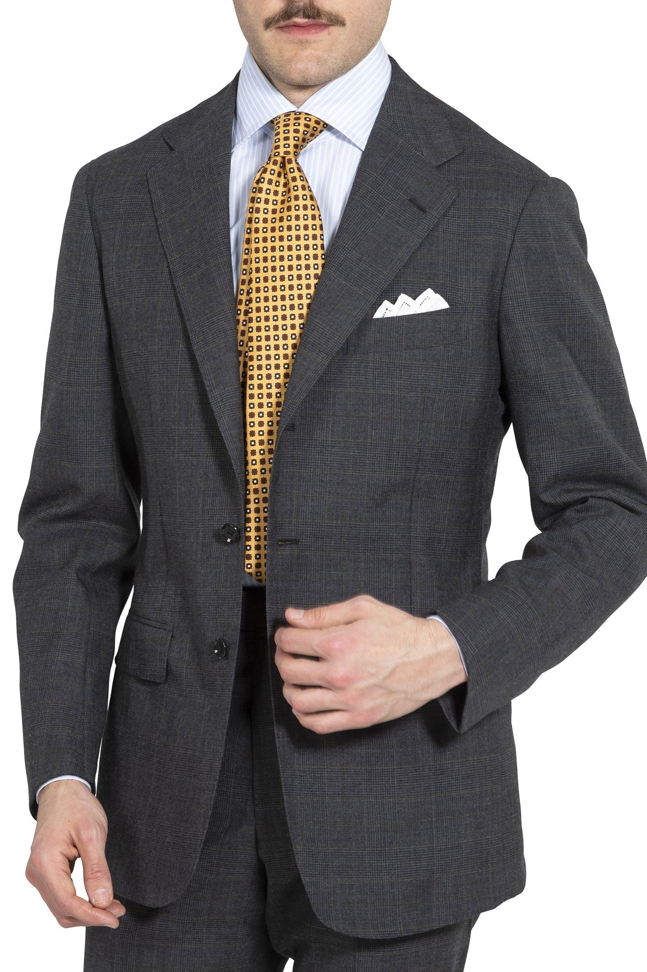 The Armoury by Ring Jacket Model 3A Charcoal/Olive Wool Glen Plaid Suit