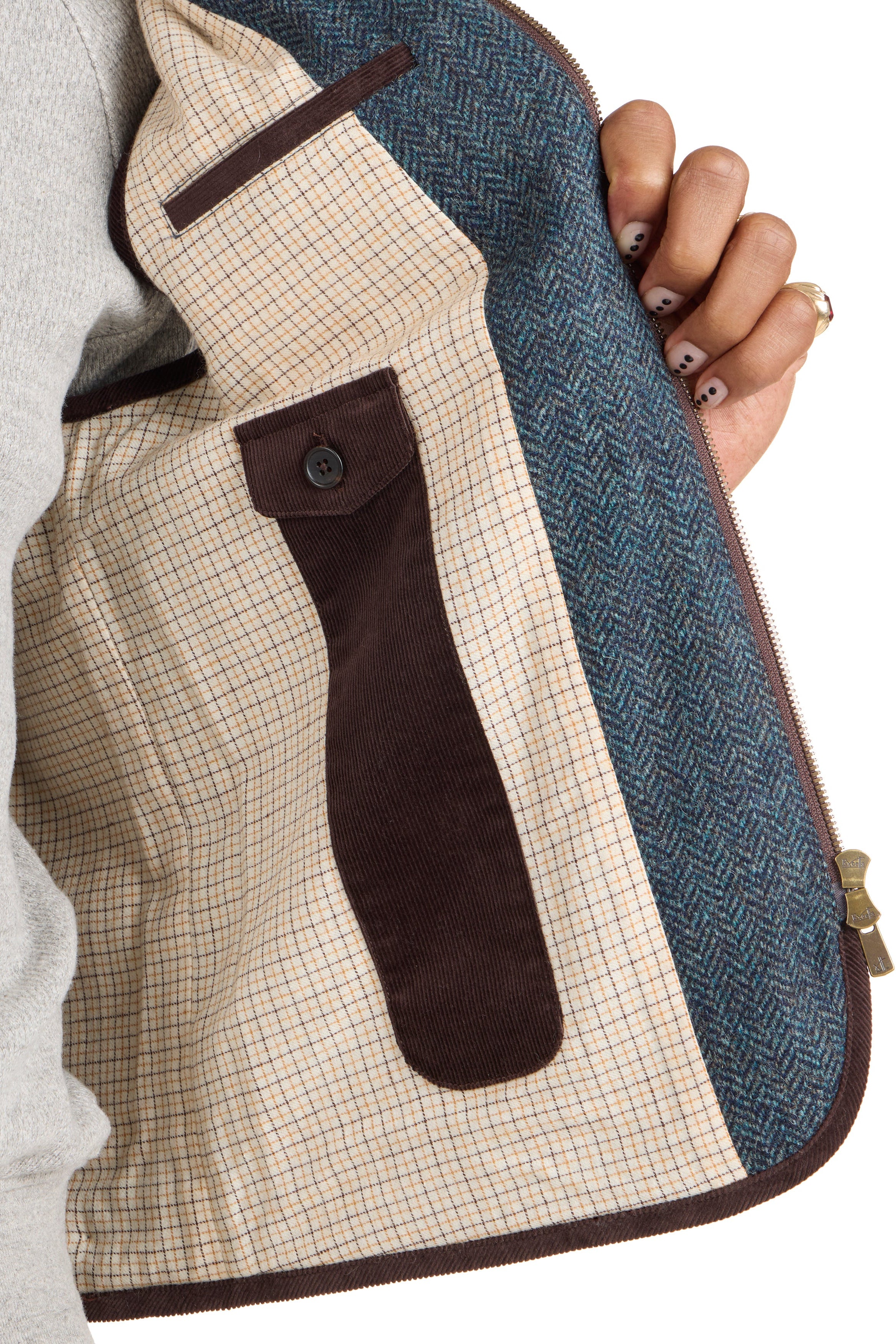 Ascot Chang Blue Wool Tweed Herringbone Calistoga Vest *sample*