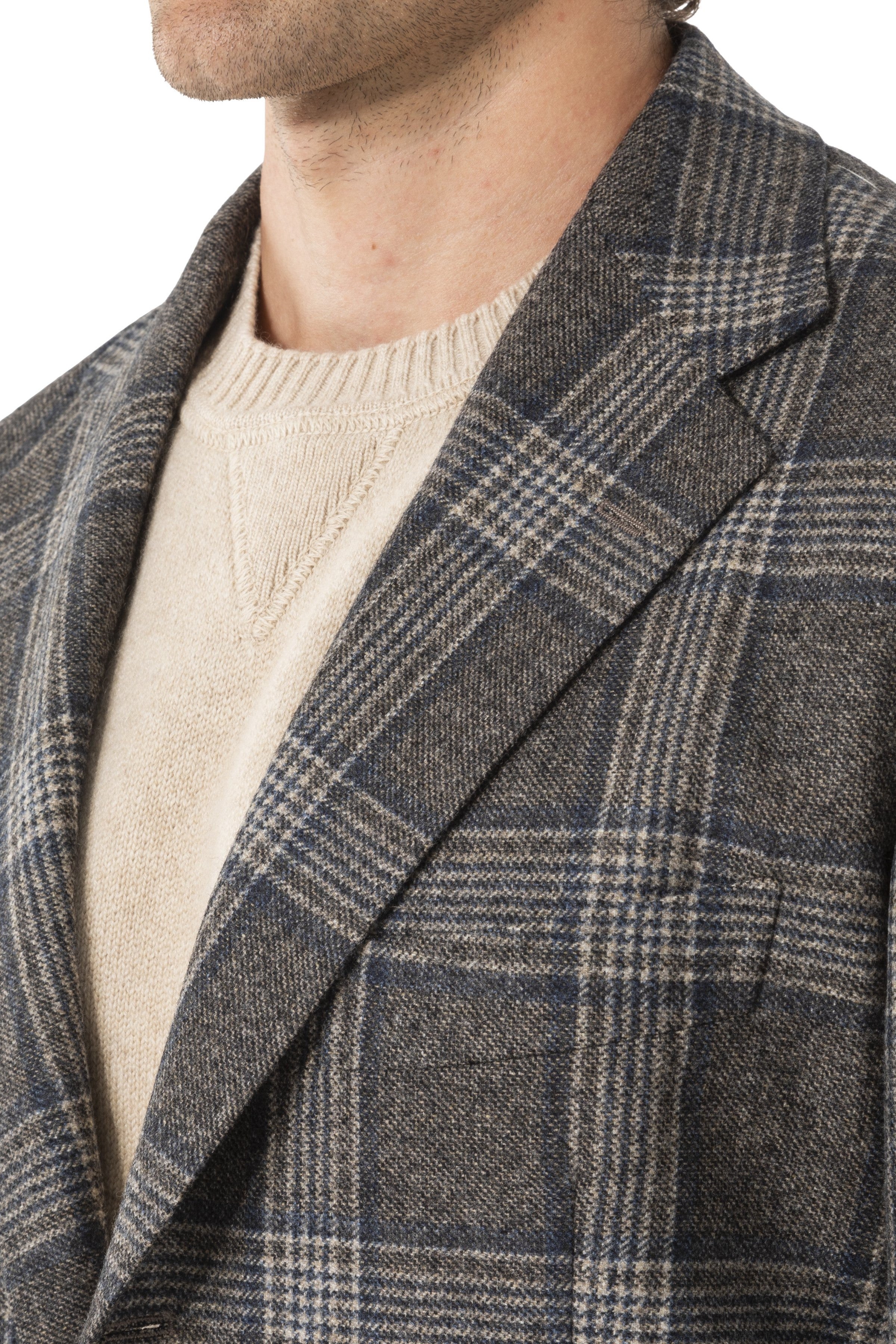 The Armoury by Ring Jacket Model 3 Grey-Blue Prince of Wales Check Wool Sport Coat
