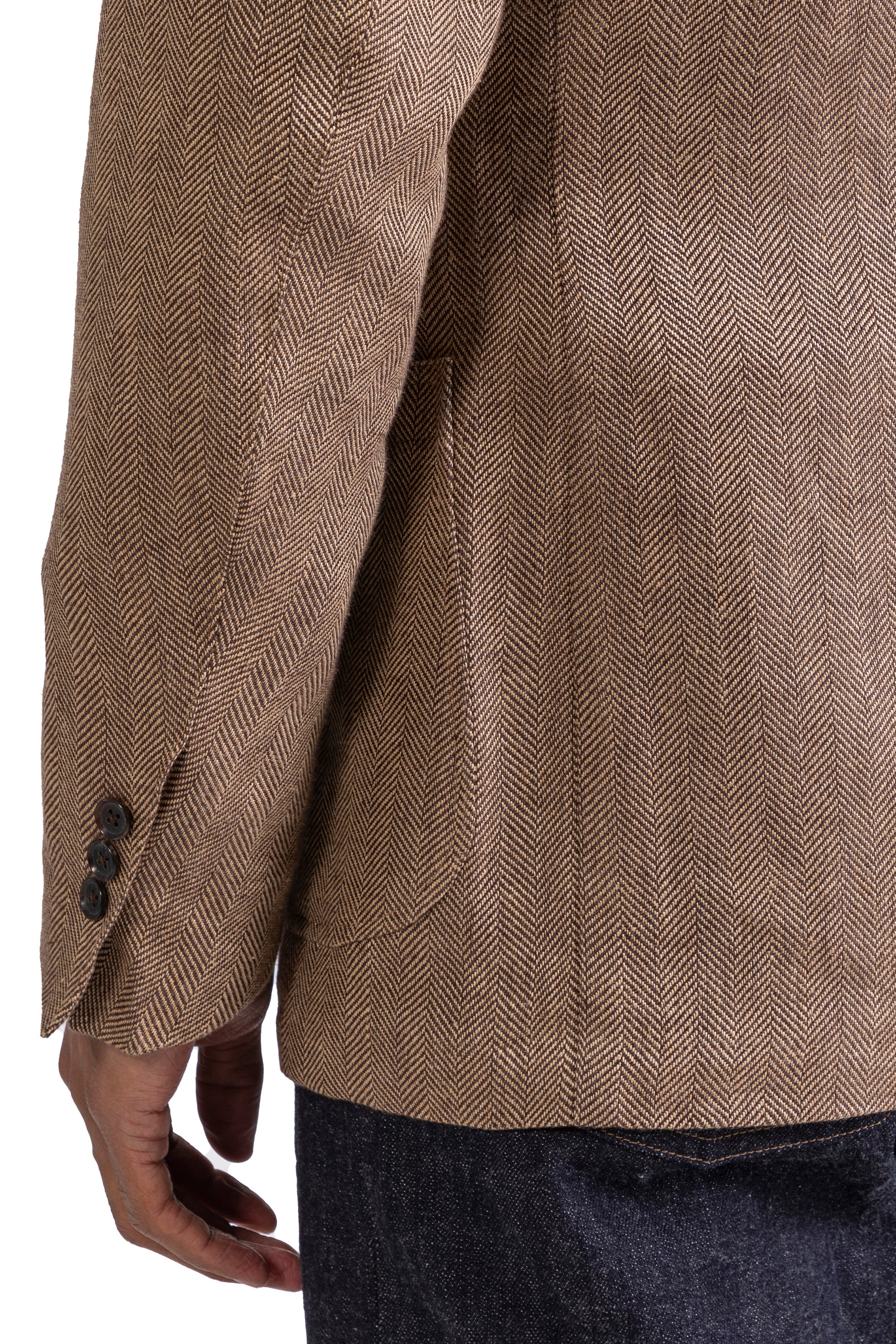 The Armoury Model 12 Brown Linen Herringbone Sport Coat