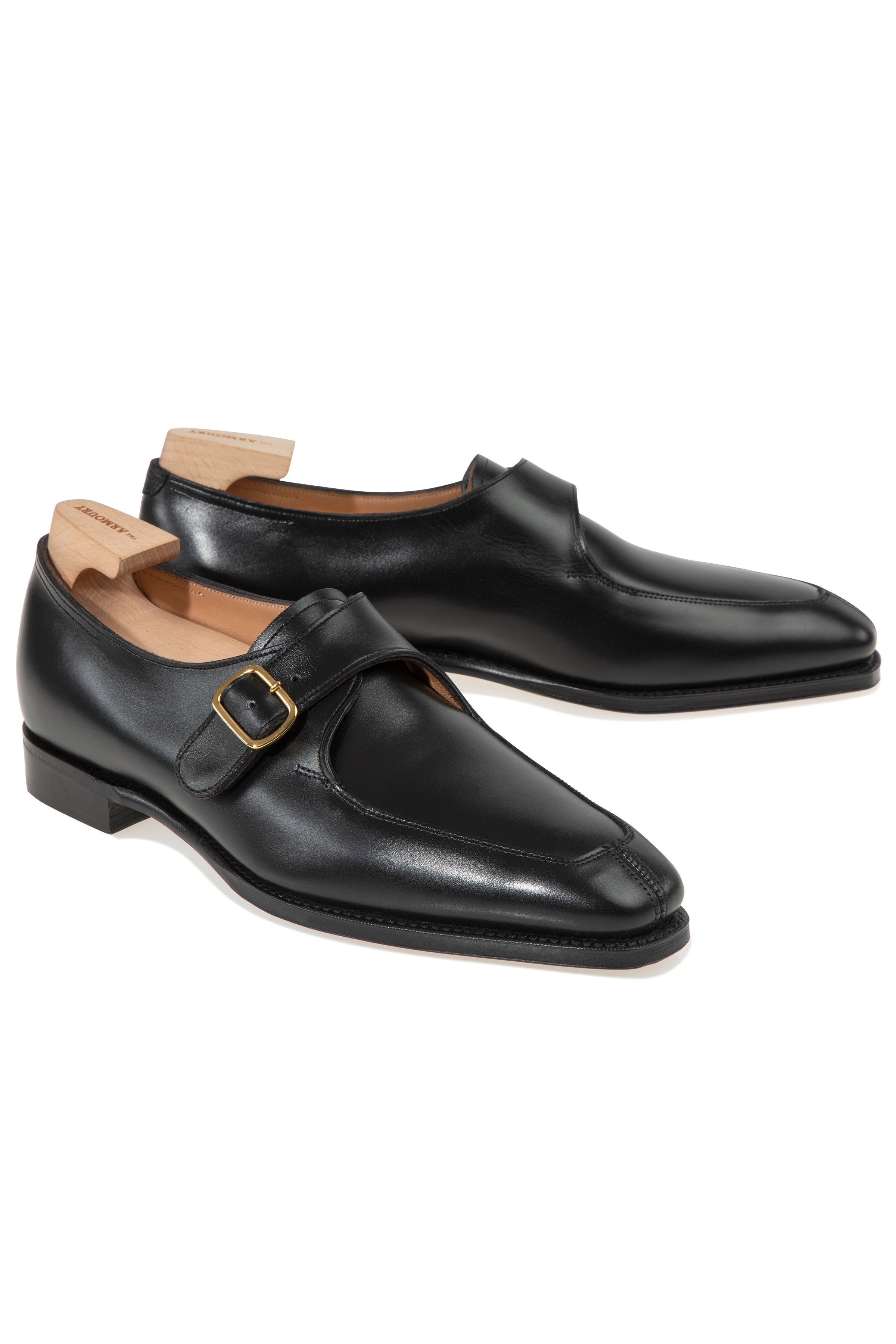 The Armoury Hajime Simon Black Calf Single Monk Shoes