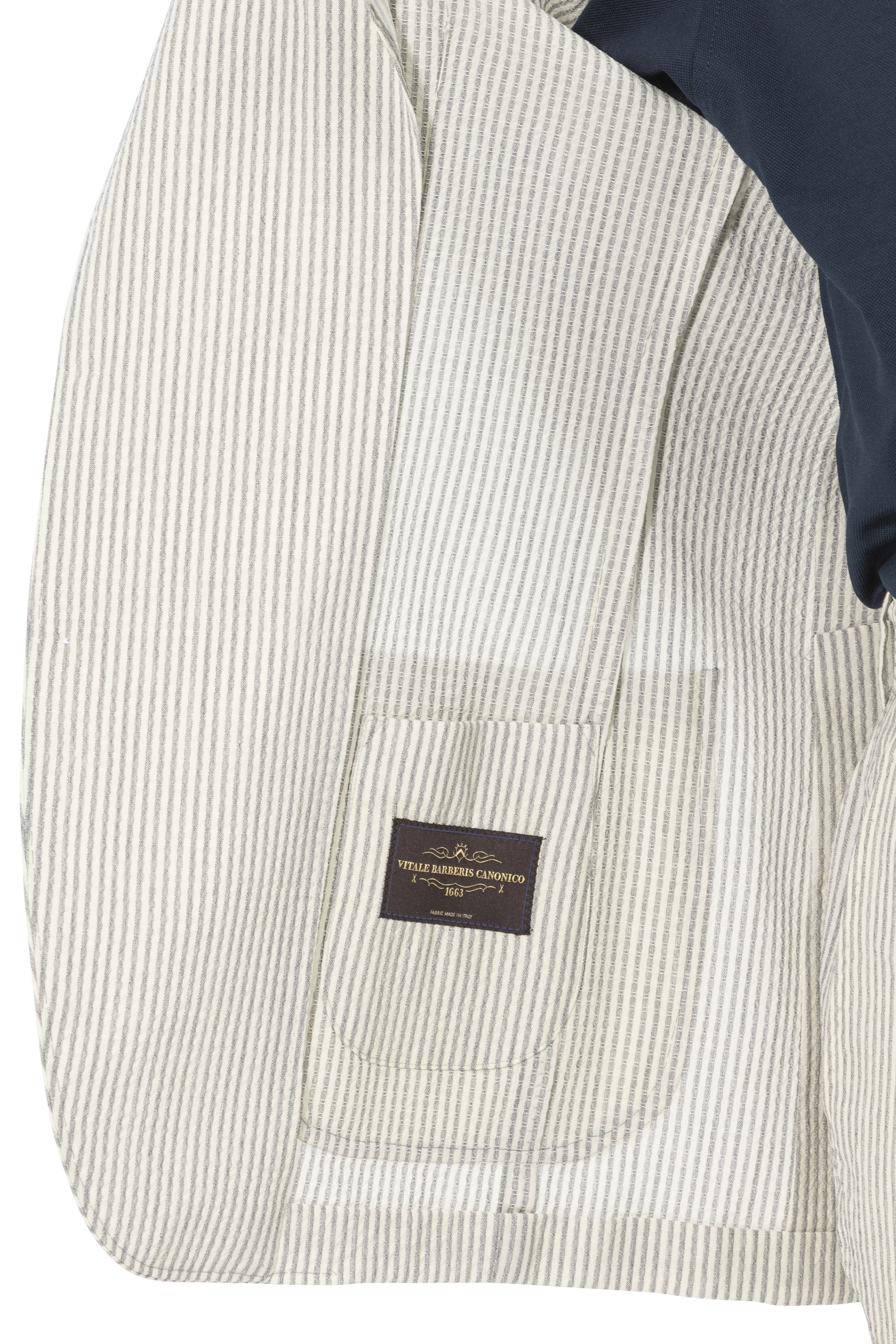 The Armoury by Ring Jacket Model 7A Grey-White Stripe Wool Seersucker Suit