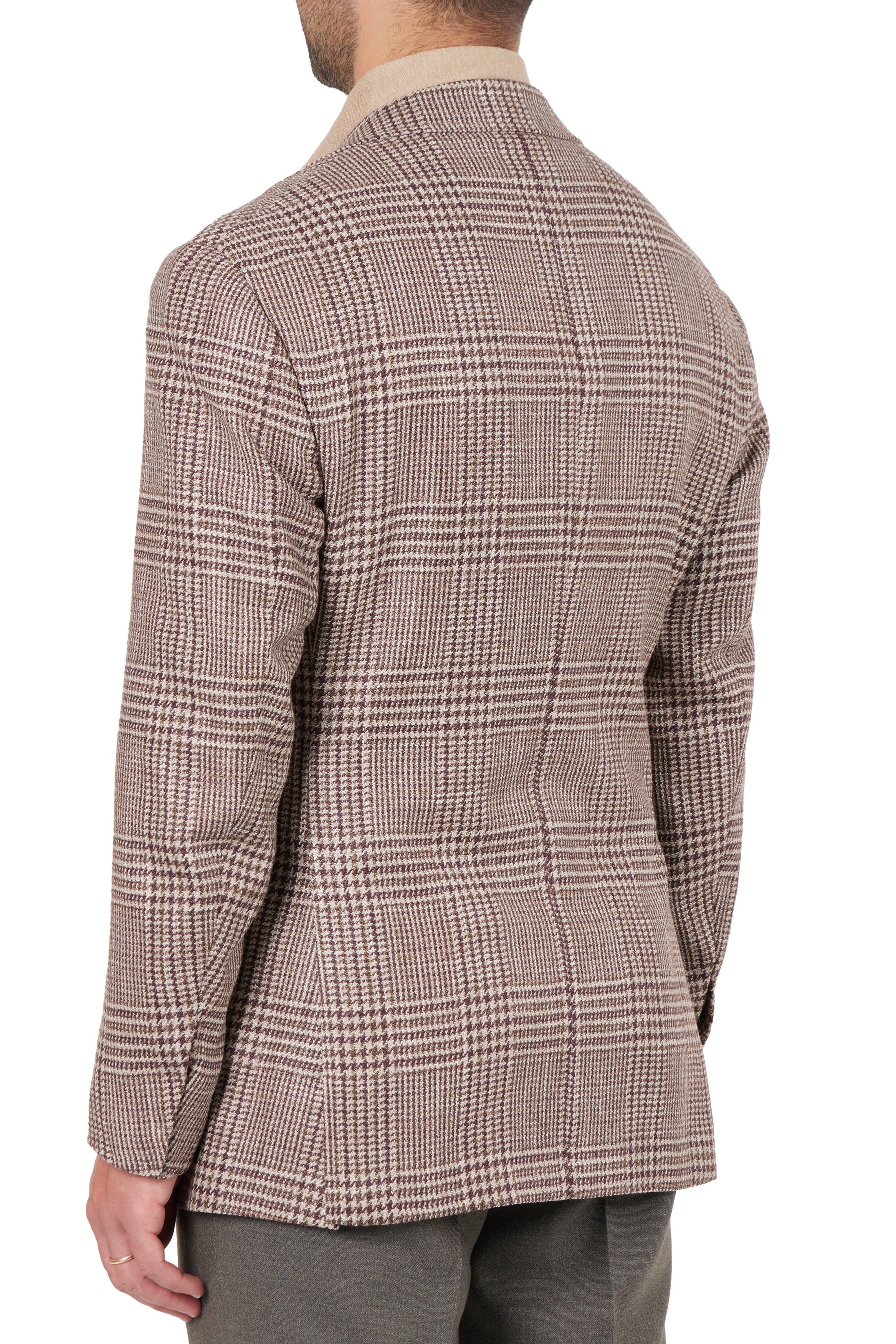 The Armoury Model 15 Brown Purple RE053F28G Wool-Silk Glencheck Sport Coat