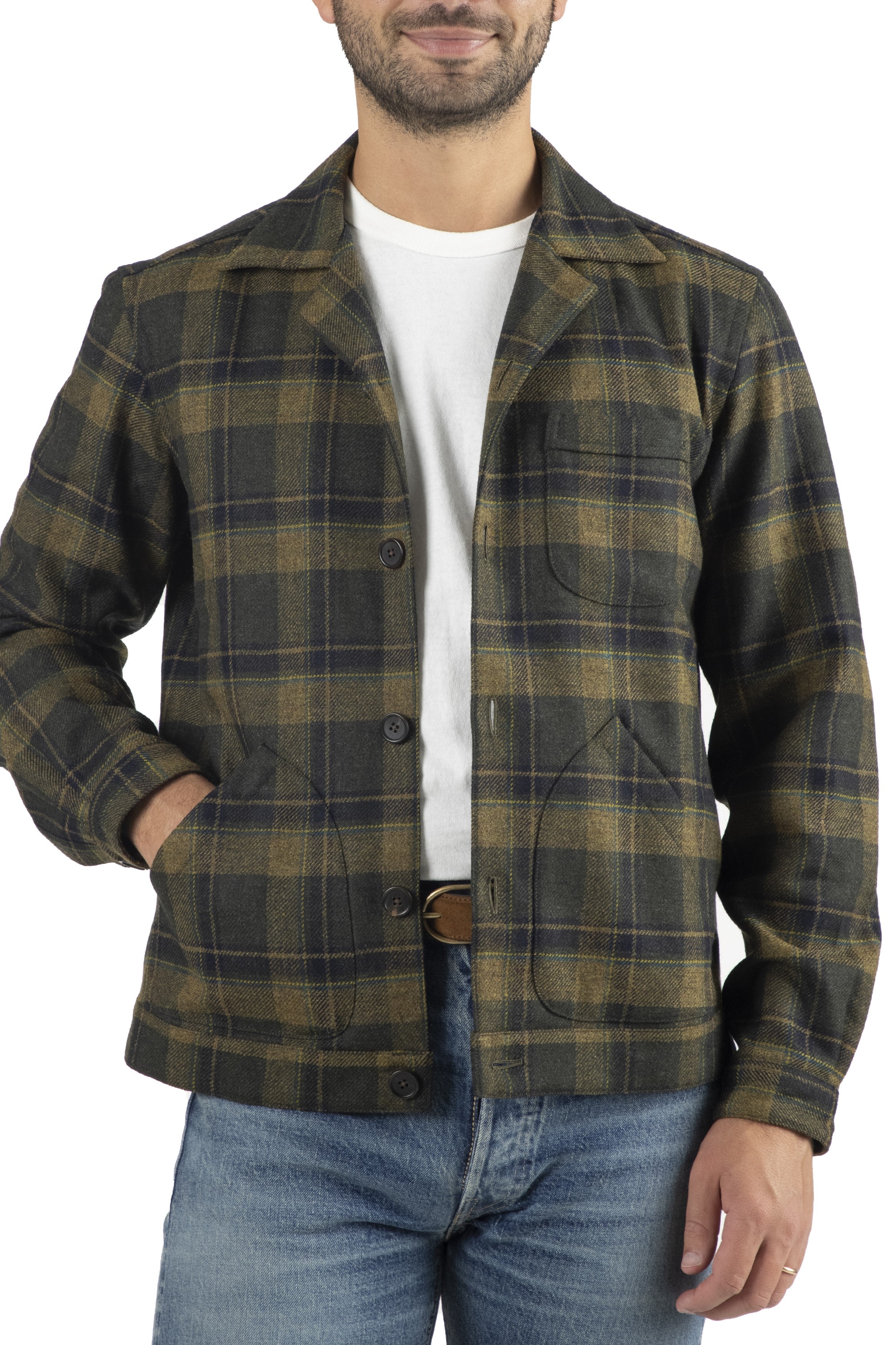 The Armoury Rustic Yellow/Hickory/Hunter Green Check Wool 3 Pocket Blouson