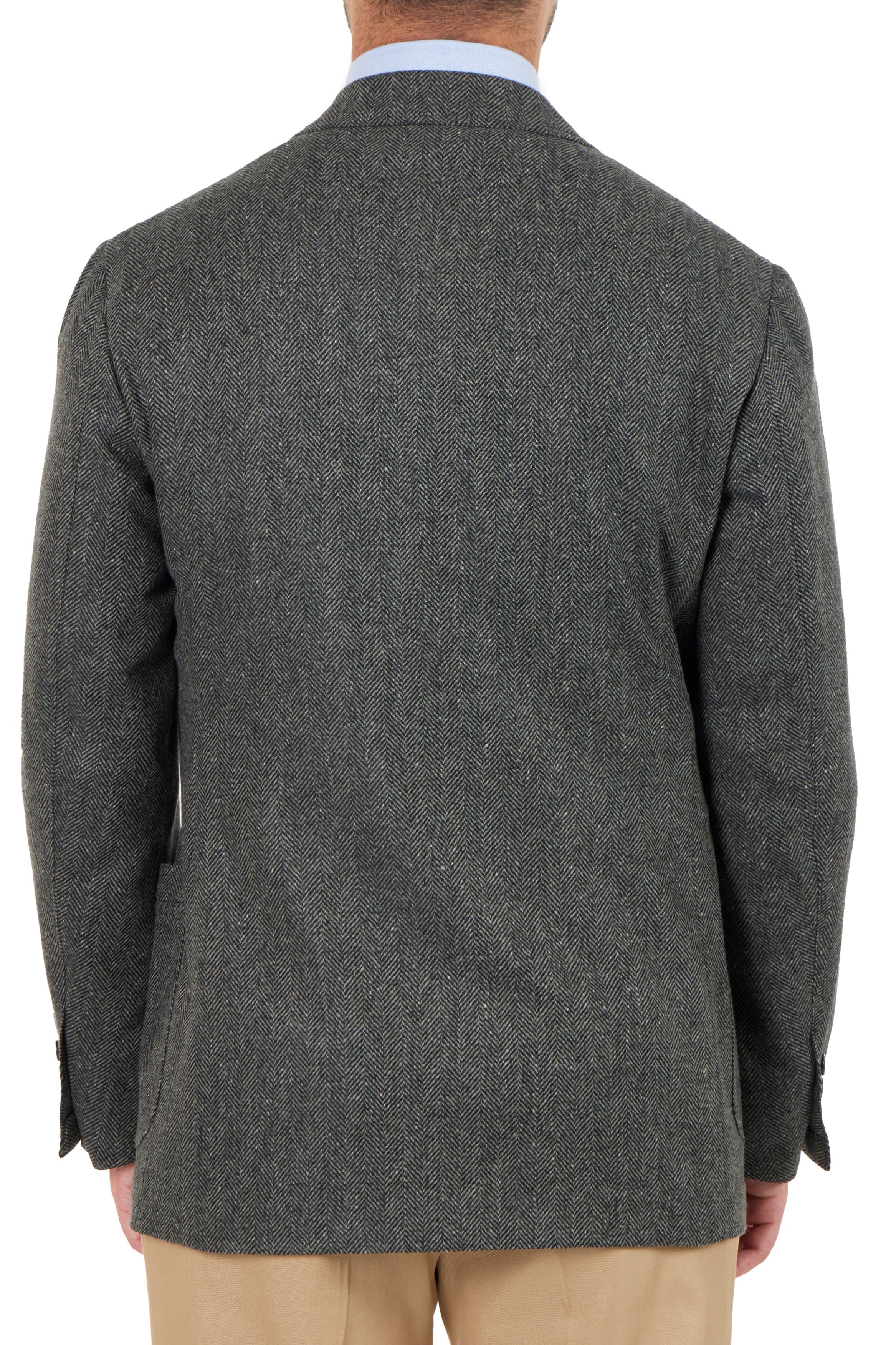 The Armoury Model 16 Green RE053F27E Zegna Wool-Cashmere Herringbone DB Sport Coat