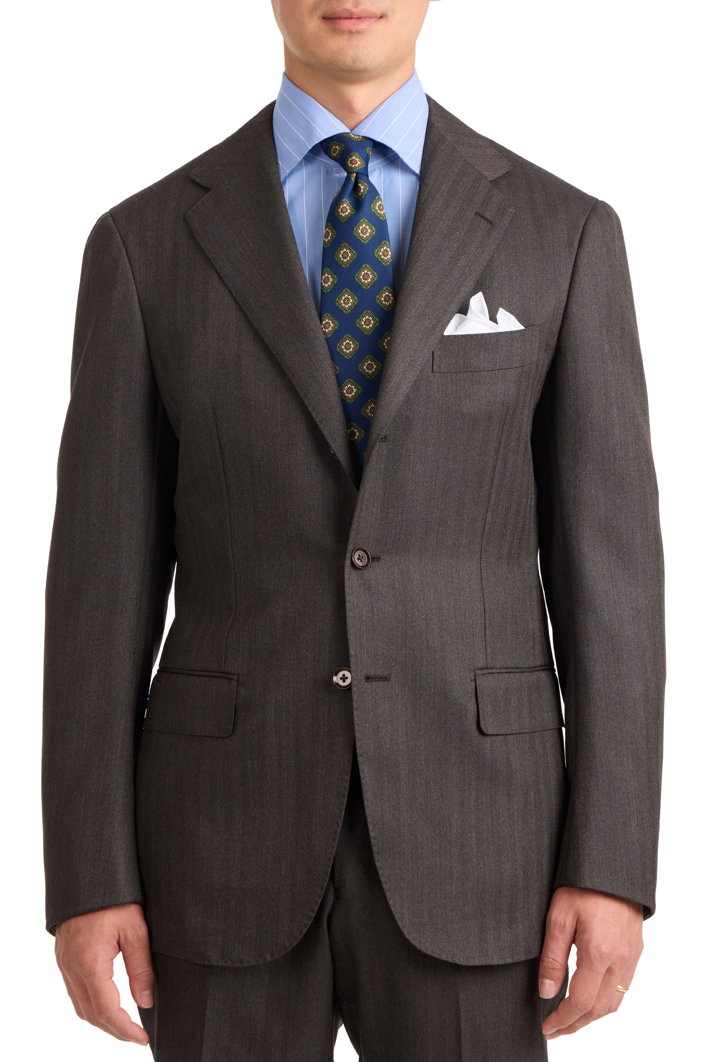 The Armoury Model 3A Brown Wool Herringbone Suit