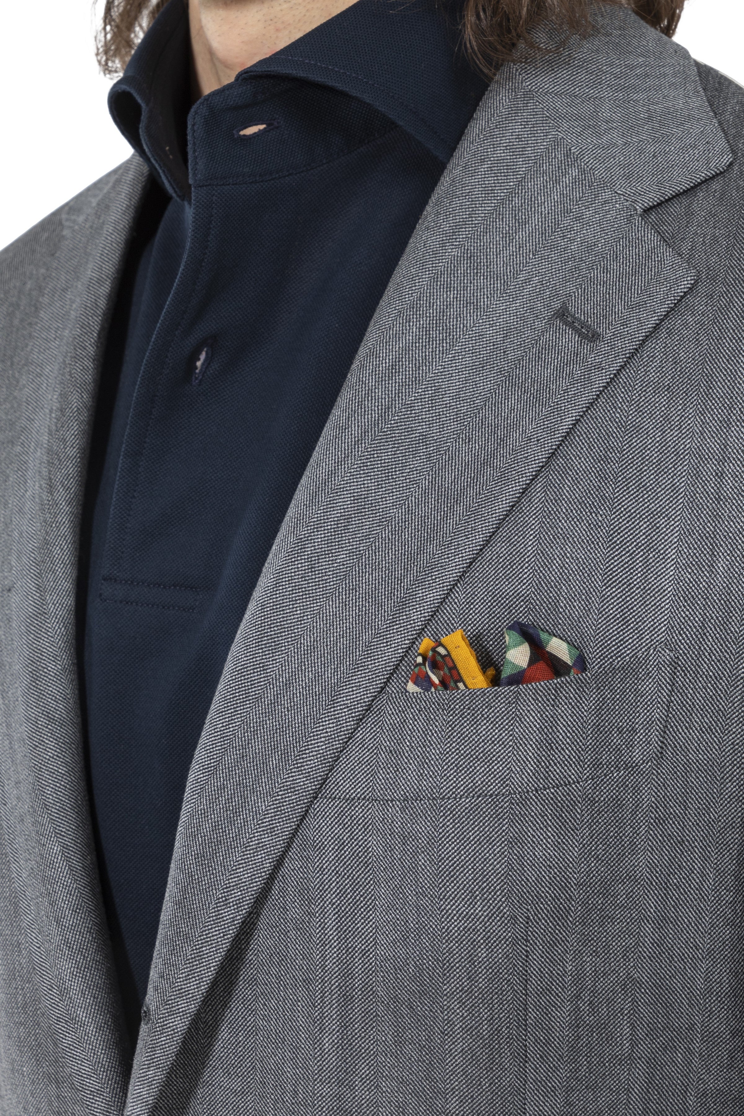 The Armoury by Ring Jacket Model 3 Grey Wool Silk Linen Herringbone Sport Coat