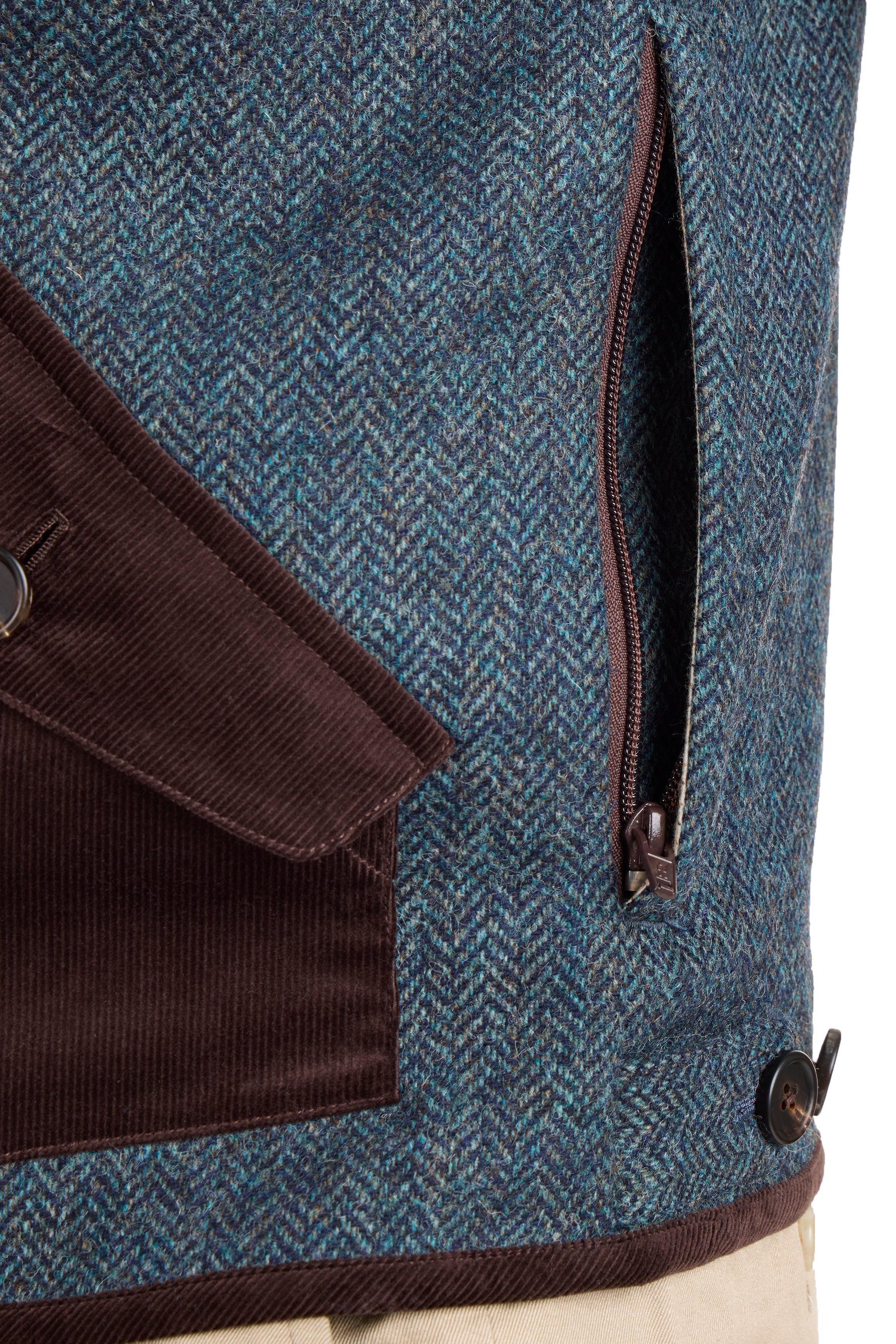 Ascot Chang Blue Wool Tweed Herringbone Calistoga Vest *sample*