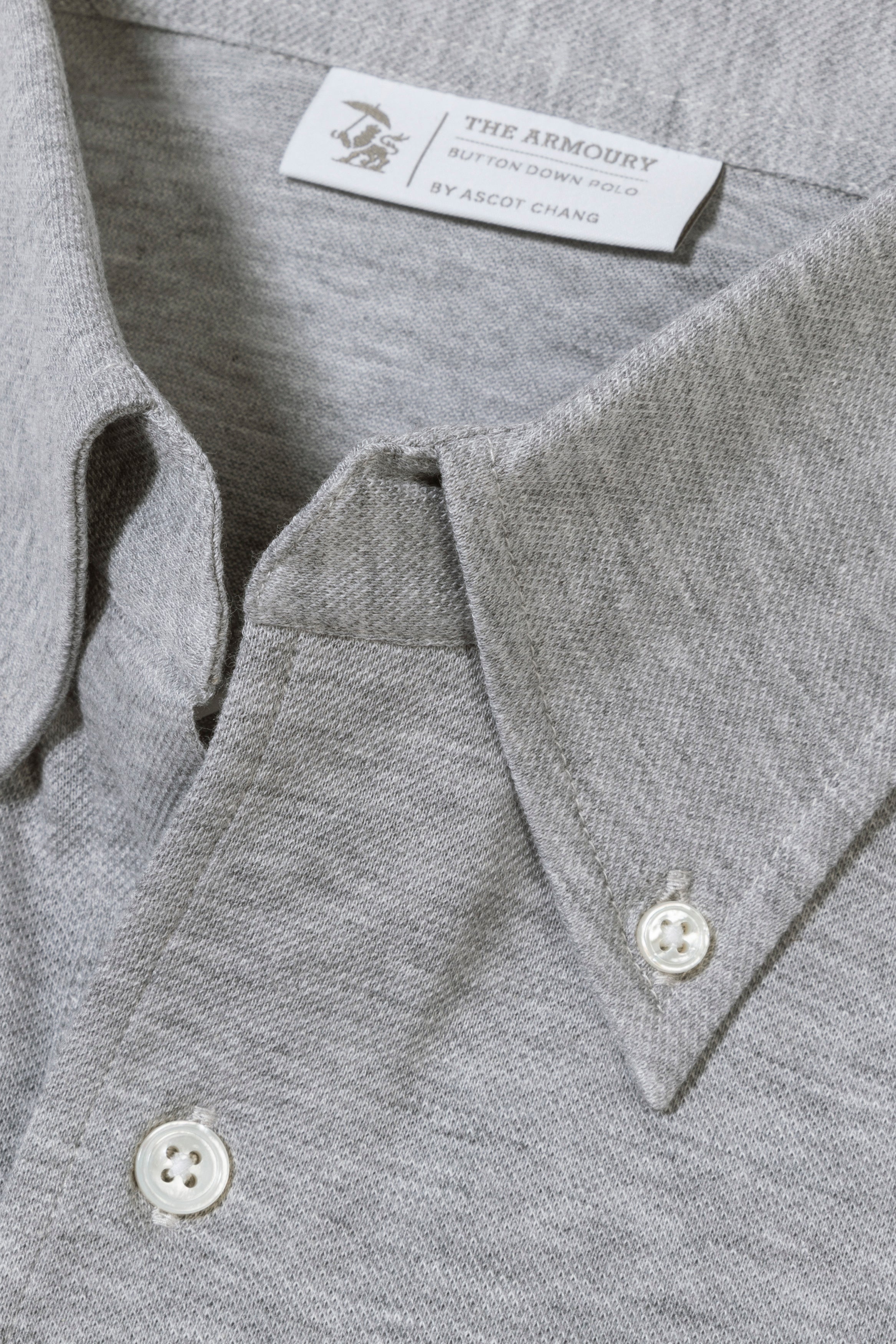 The Armoury Smoke Cotton Long Sleeve Button Down Polo