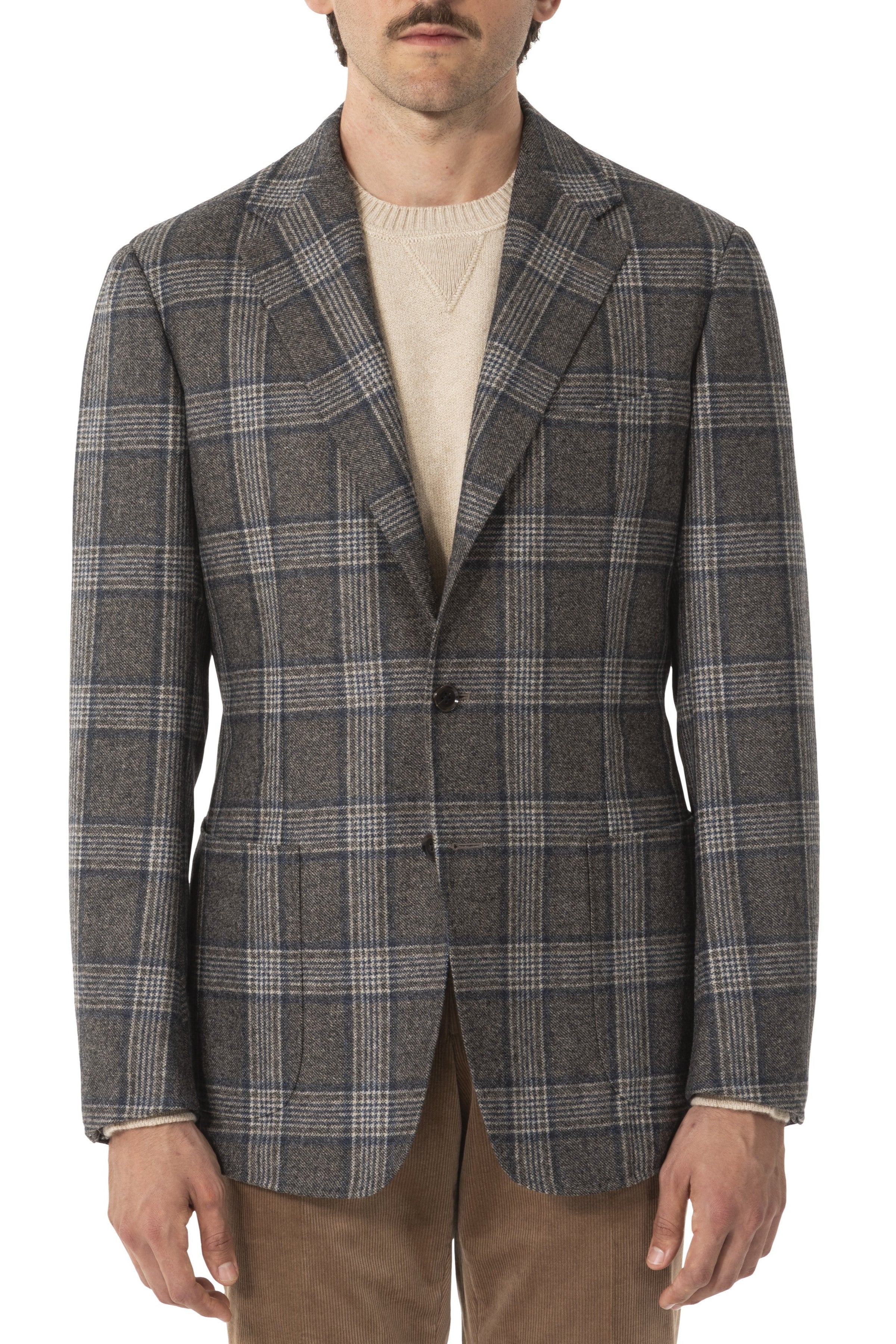 The Armoury by Ring Jacket Model 3 Grey-Blue Prince of Wales Check Wool Sport Coat