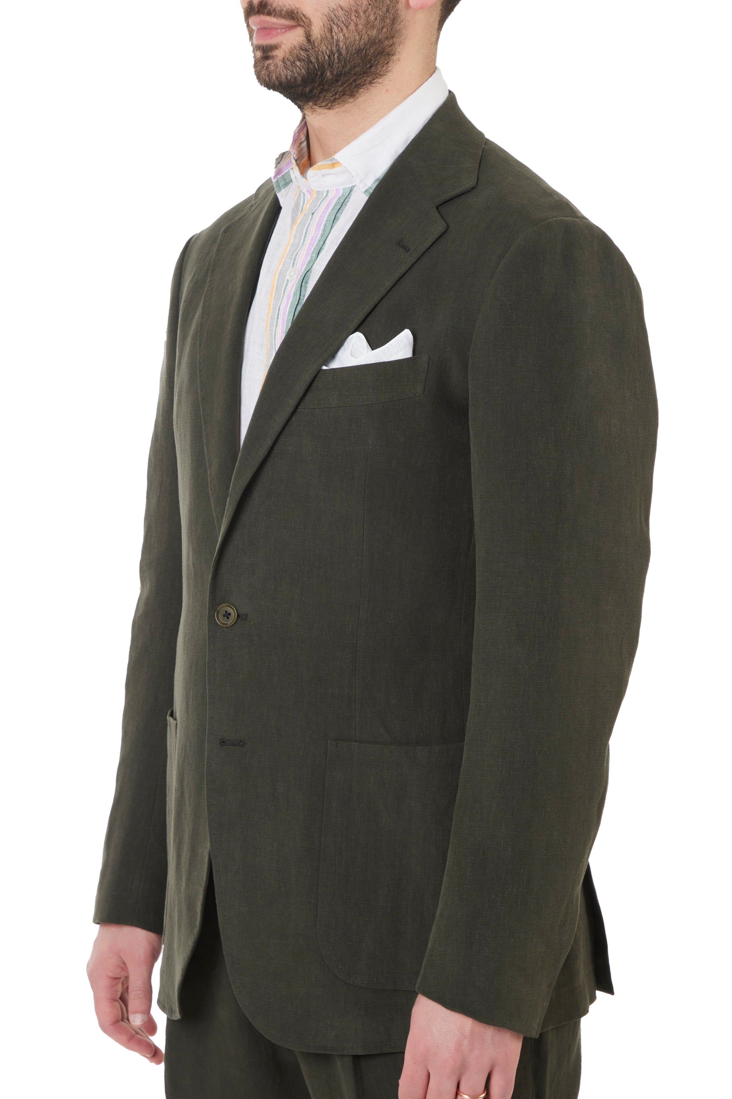 The Armoury Model 3A Dark Green Linen Suit