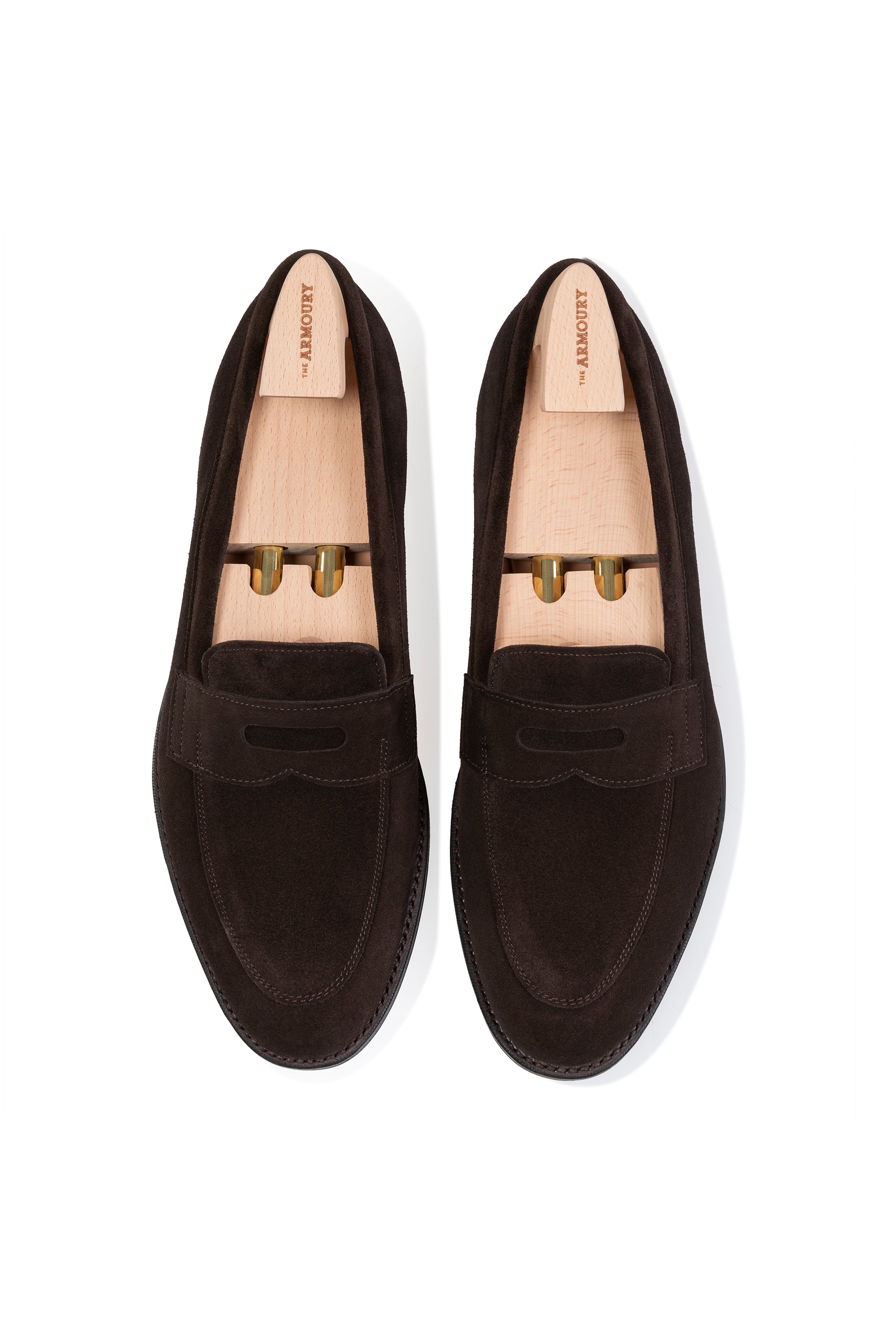 The Armoury Duane II Bitter Chocolate Suede Penny Loafers *factory seconds*