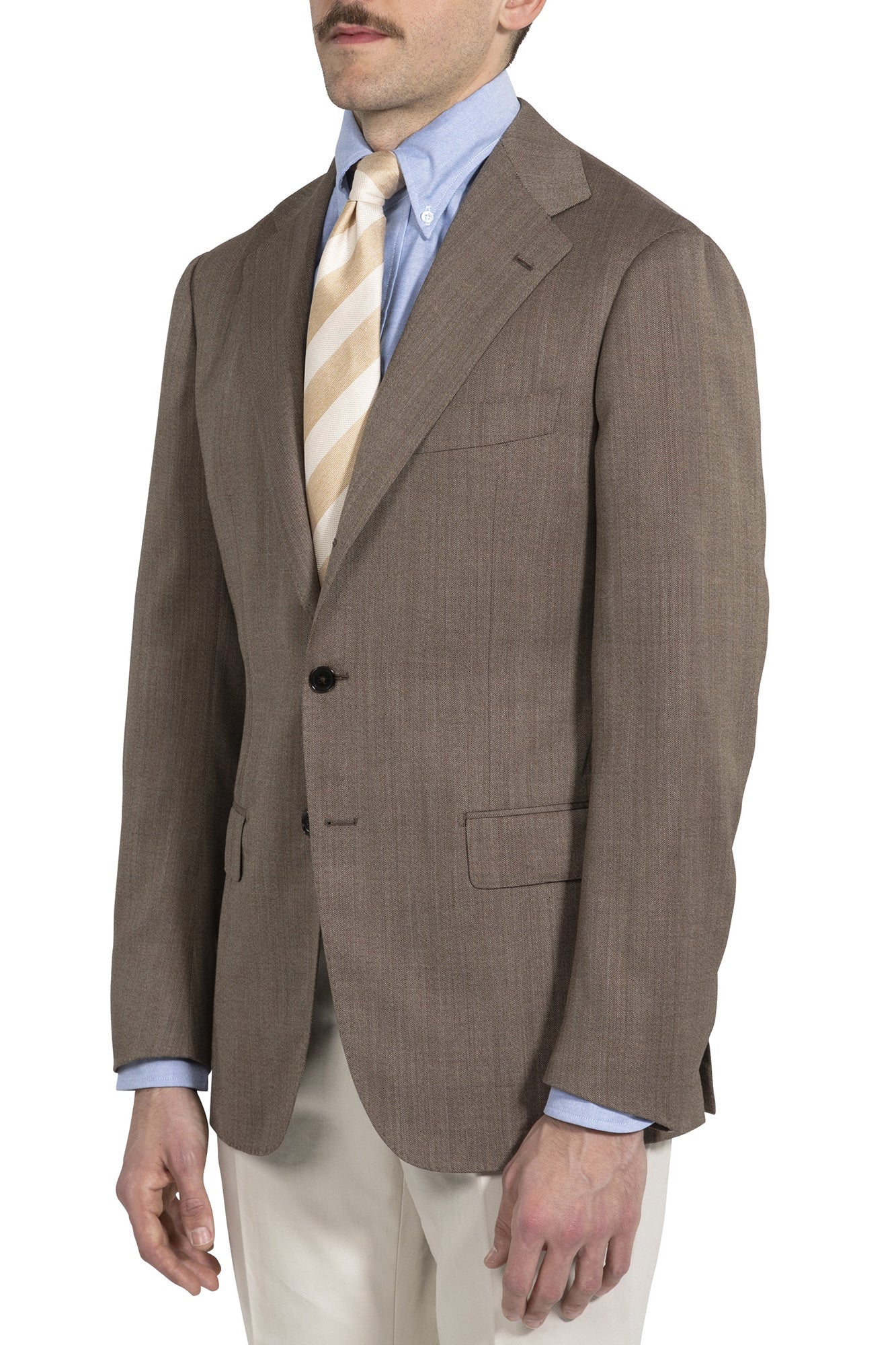 The Armoury by Ring Jacket Model 3 Mid Brown Wool Herringbone Sport Coat with Flap Pocket