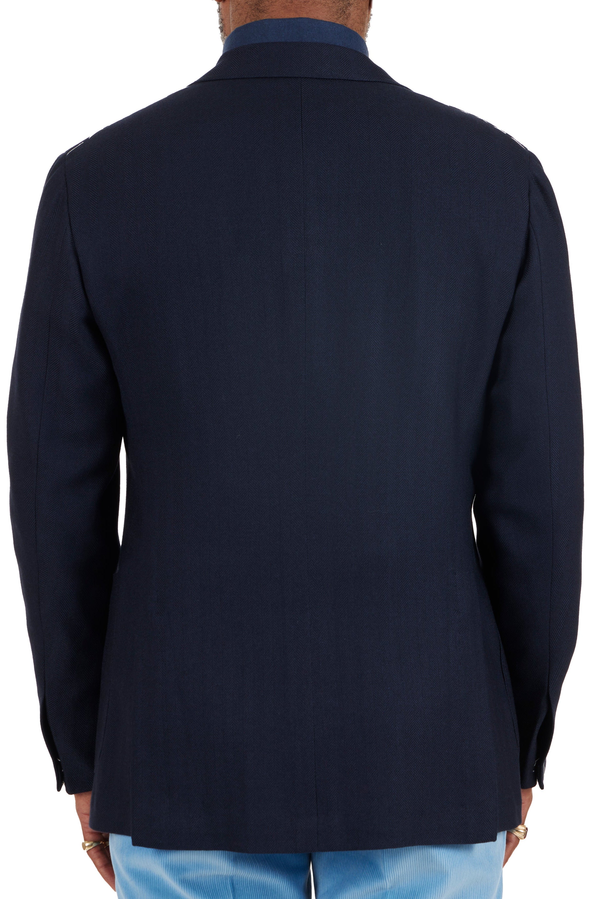 The Armoury Model 3 Navy RE053F25X Silk Blended Herringbone Wool-Silk Sport Coat