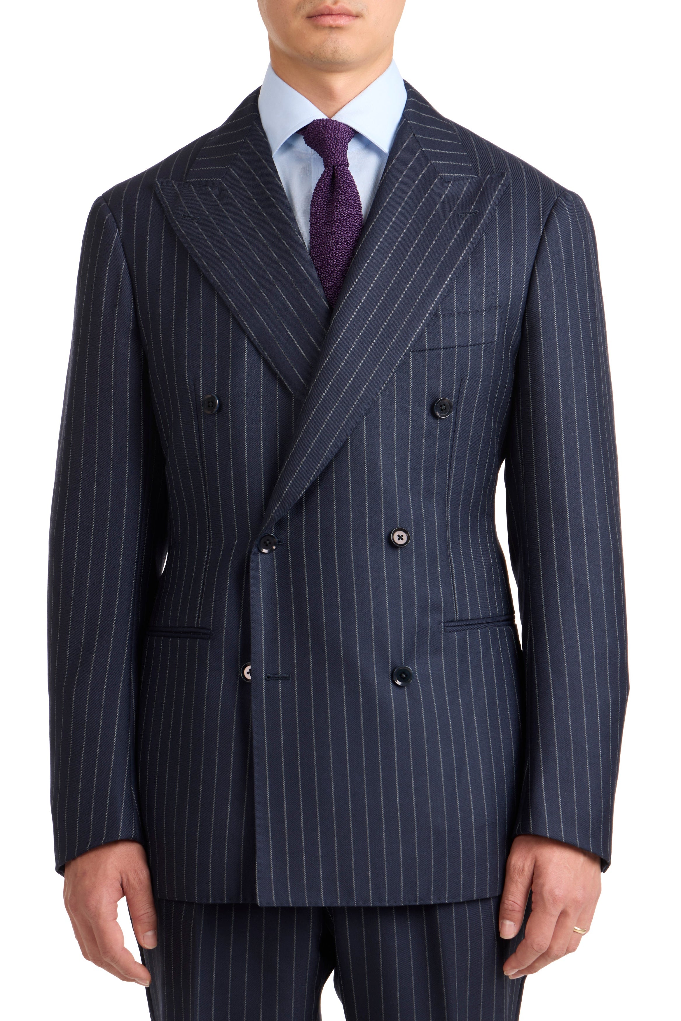 The Armoury Model 6B Navy Wool Chalk Stripe DB Suit