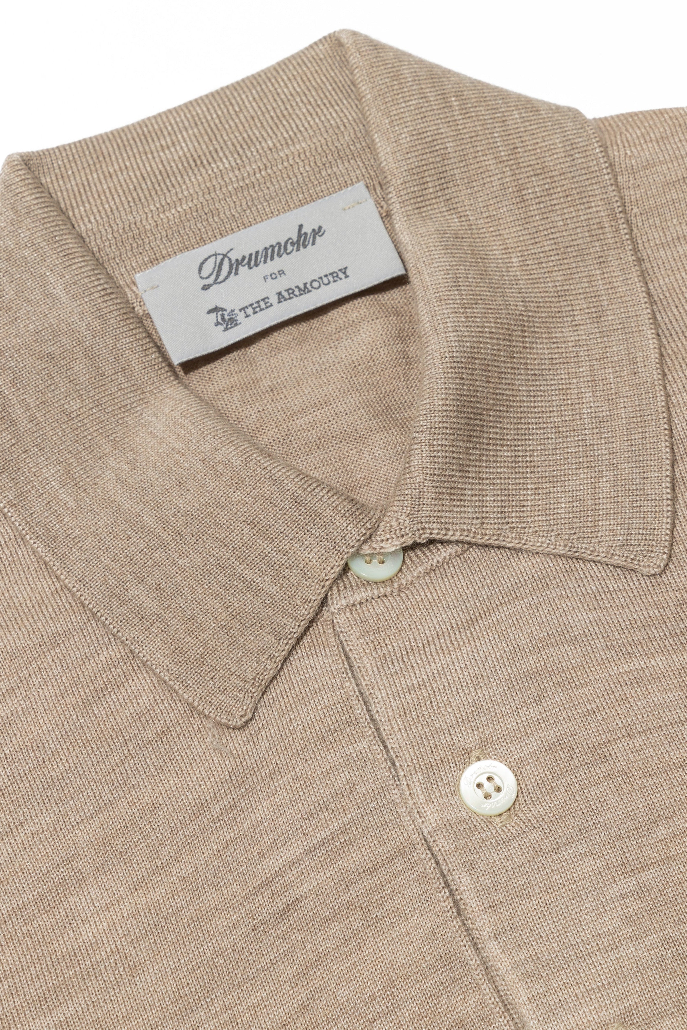 The Armoury By Drumohr Beige Wool/Silk/Cashmere Long Sleeve Polo