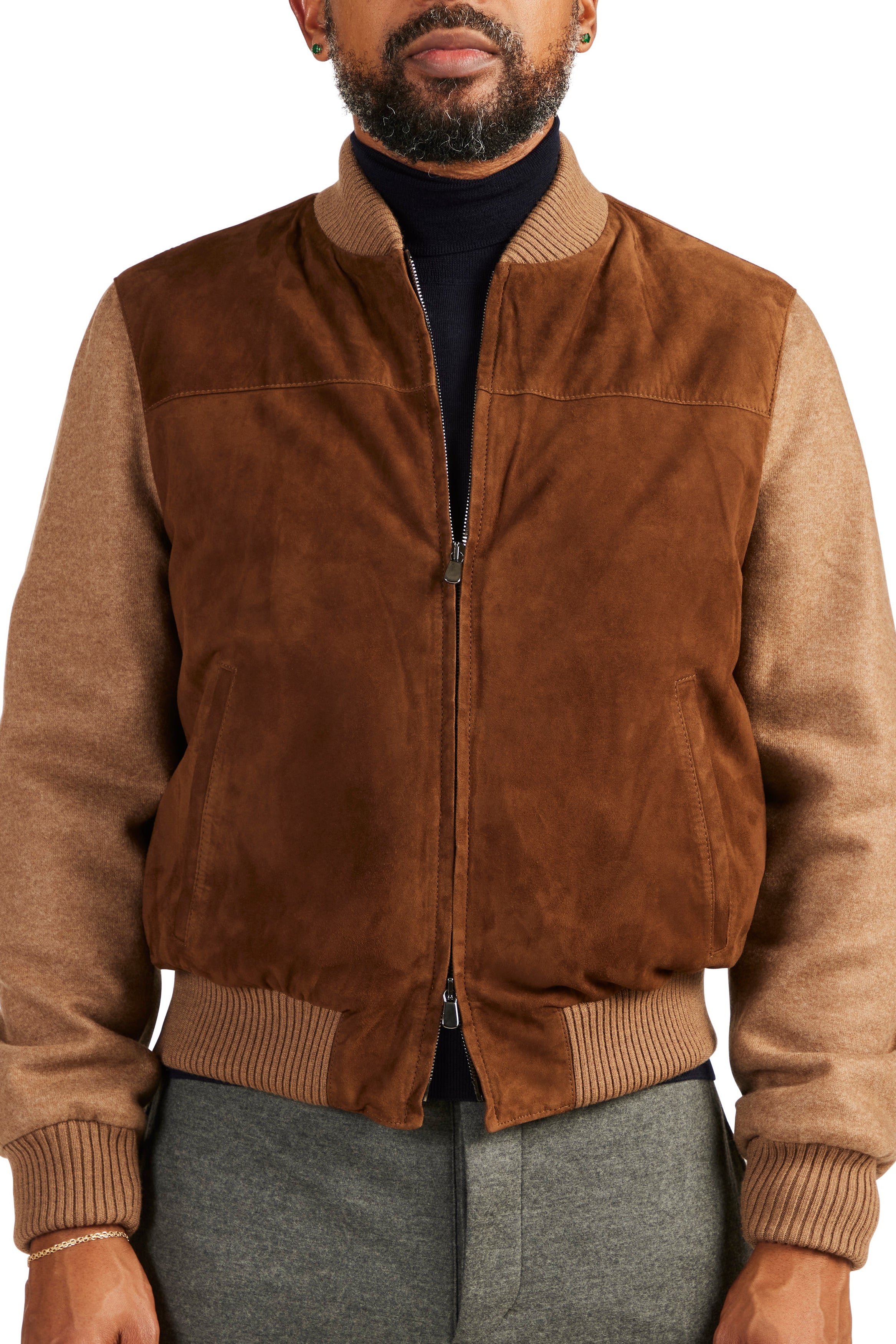 The Armoury Brown Suede/Cashmere Varsity Jacket *sample*