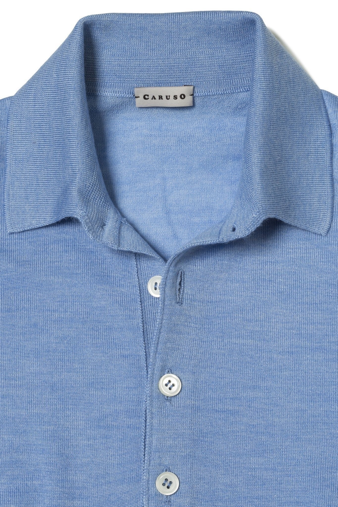 Caruso MA36 Light Blue Cashmere Silk Long Sleeve Polo