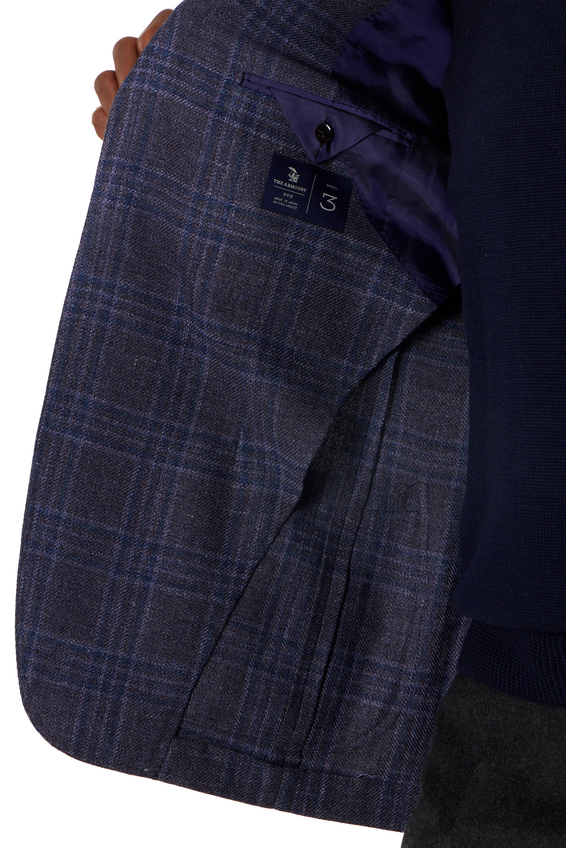 The Armoury Model 3 Purple RE053F22V Prince Of Wales Check Wool-Silk-Cashmere-Linen Sport Coat