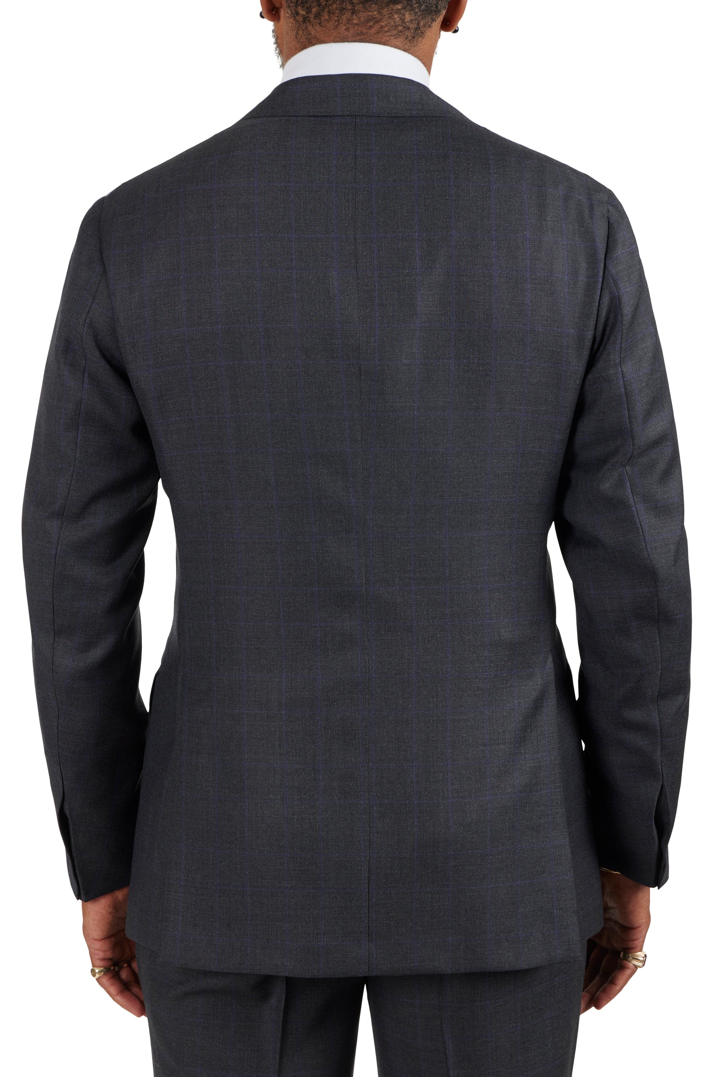 The Armoury Model 3A Charcoal RE023F29B Prince Of Wales Purple Check Wool Suit