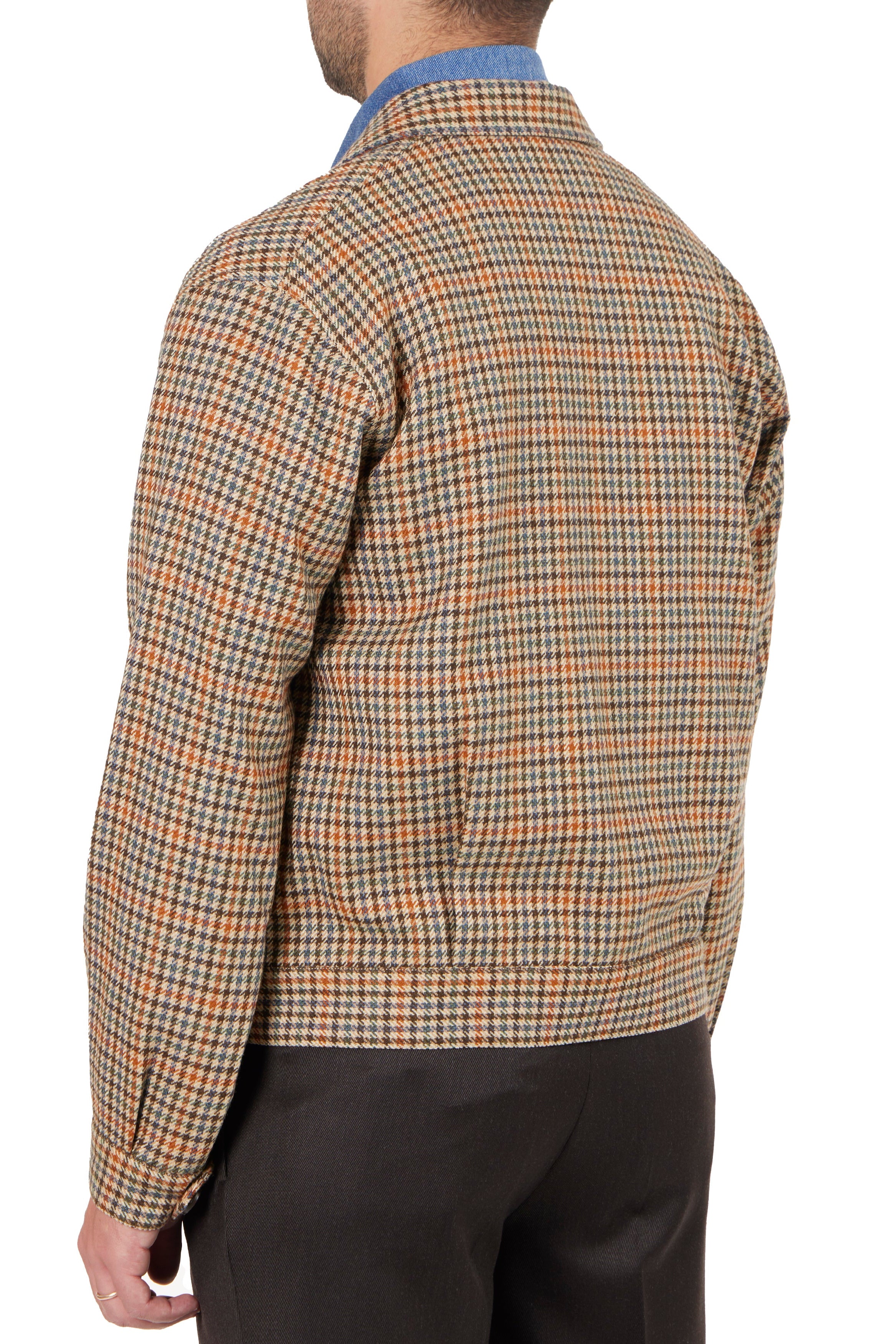 The Armoury Brown with Orange And Blue Check Wool Cashmere Road Jacket *sample*