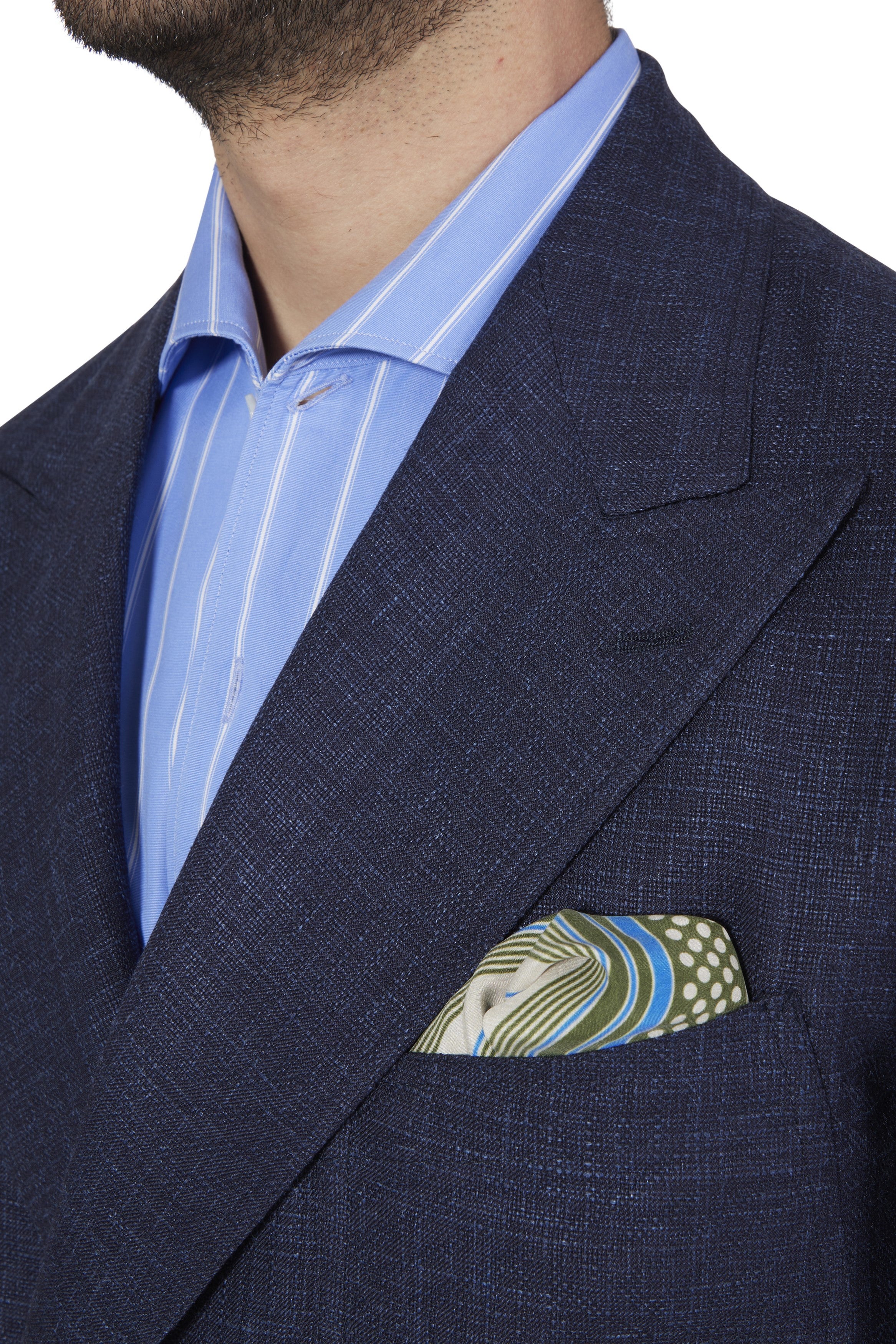 The Armoury Model 16 Navy Wool/Silk/Linen Jacquard Basket Weave Sport Coat