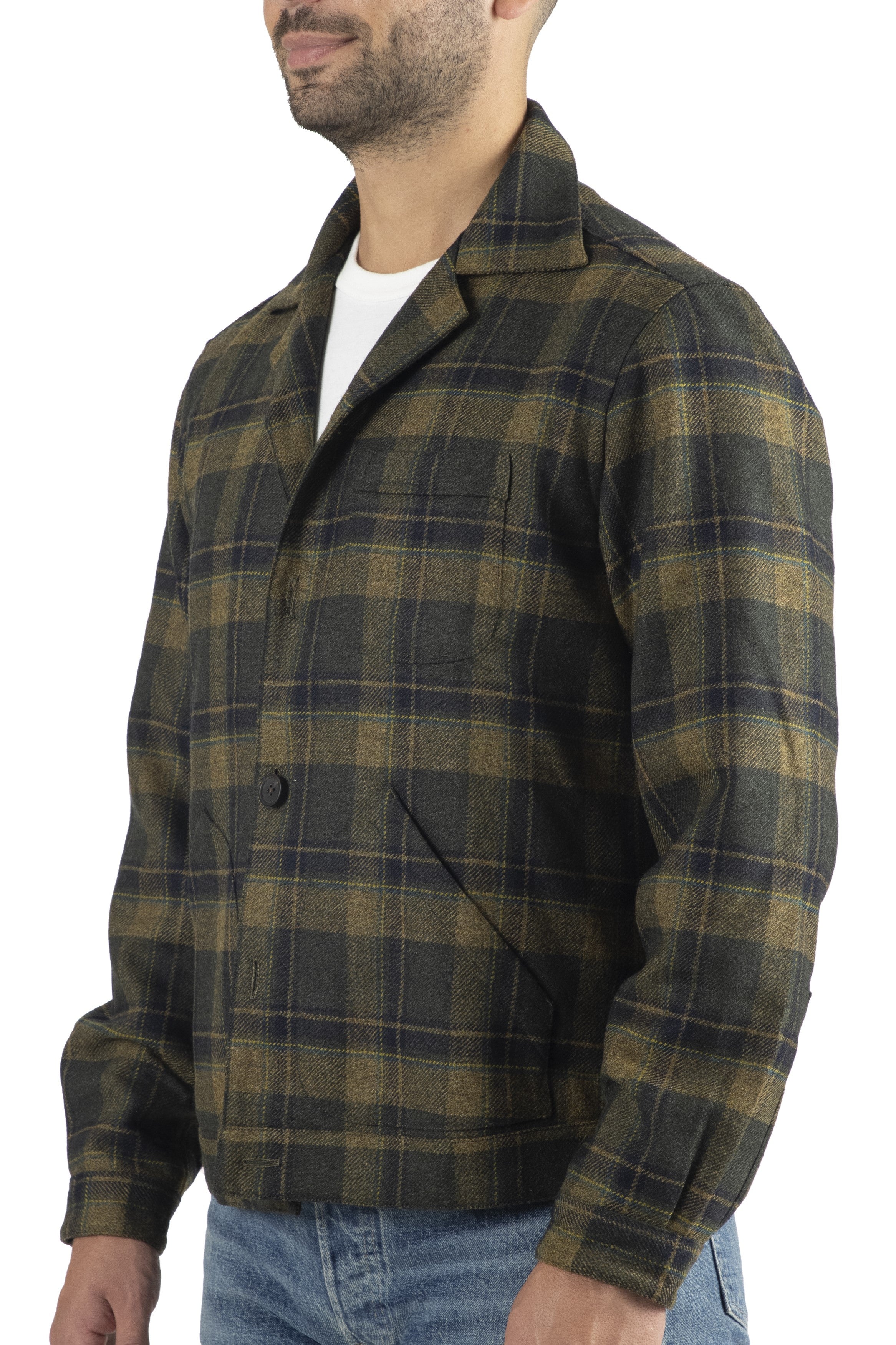 The Armoury Rustic Yellow/Hickory/Hunter Green Check Wool 3 Pocket Blouson