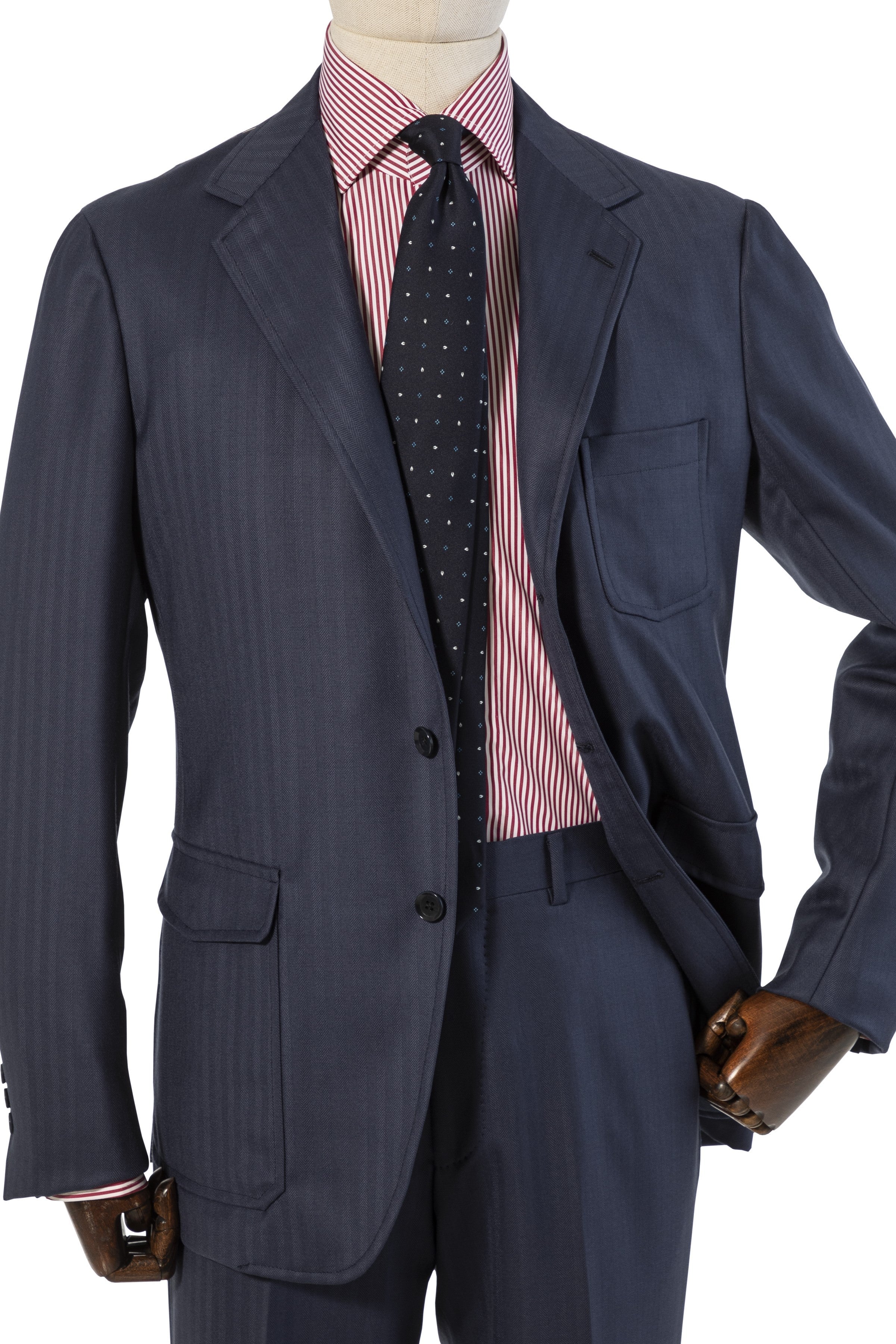 The Armoury by Ring Jacket Model 11A Royal Blue Dormeuil Wool Herringbone Suit
