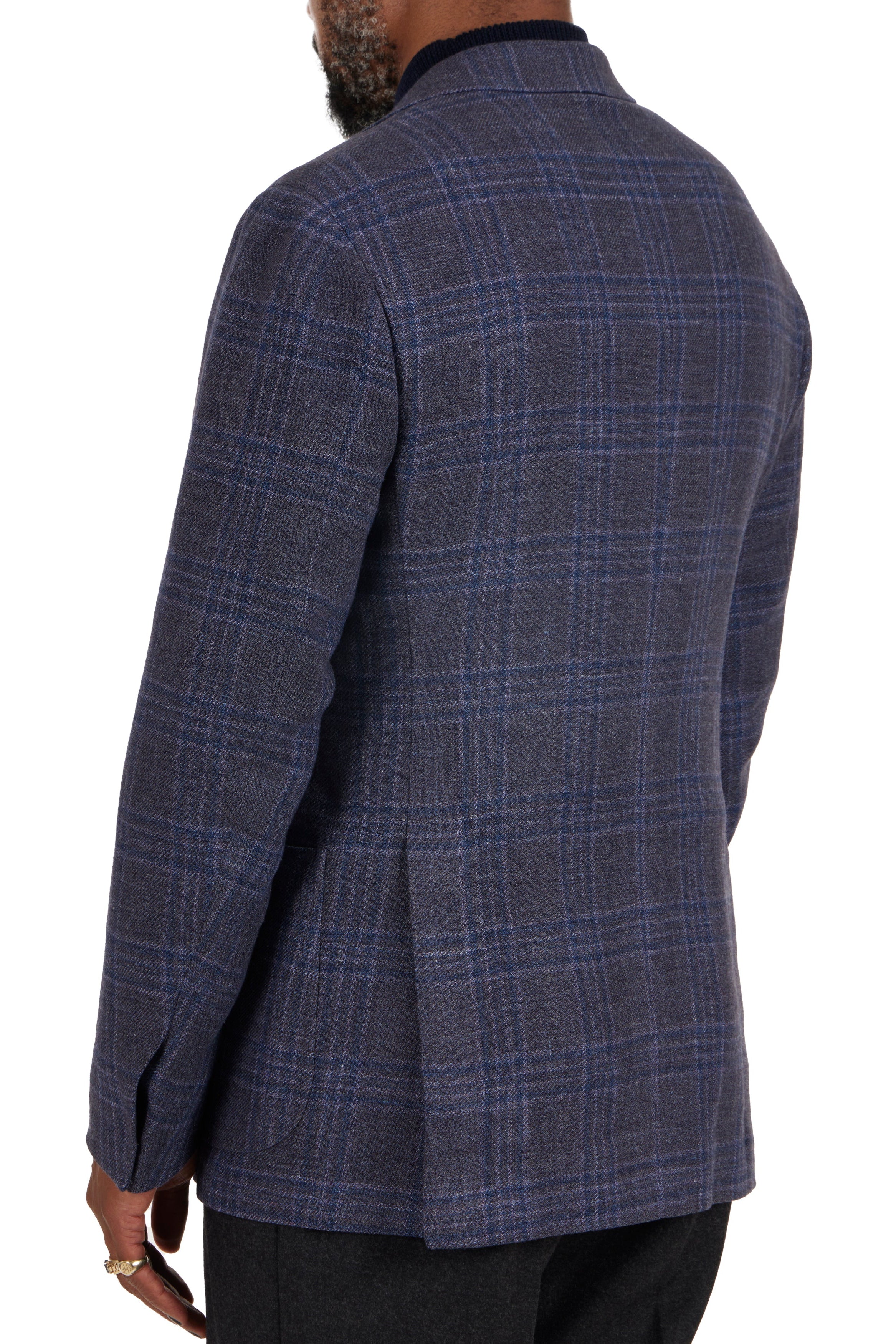 The Armoury Model 3 Purple RE053F22V Prince Of Wales Check Wool-Silk-Cashmere-Linen Sport Coat