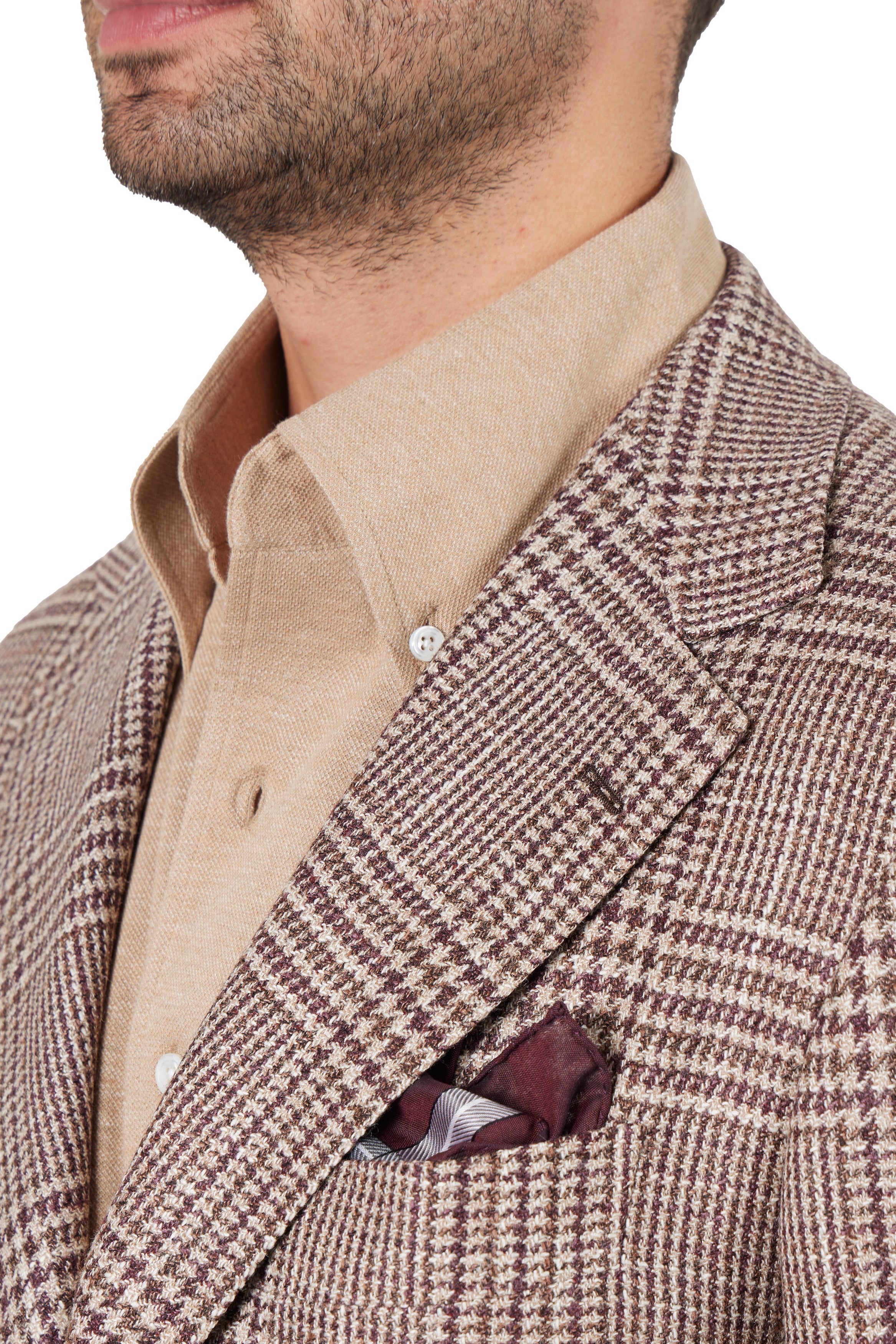 The Armoury Model 15 Brown Purple RE053F28G Wool-Silk Glencheck Sport Coat