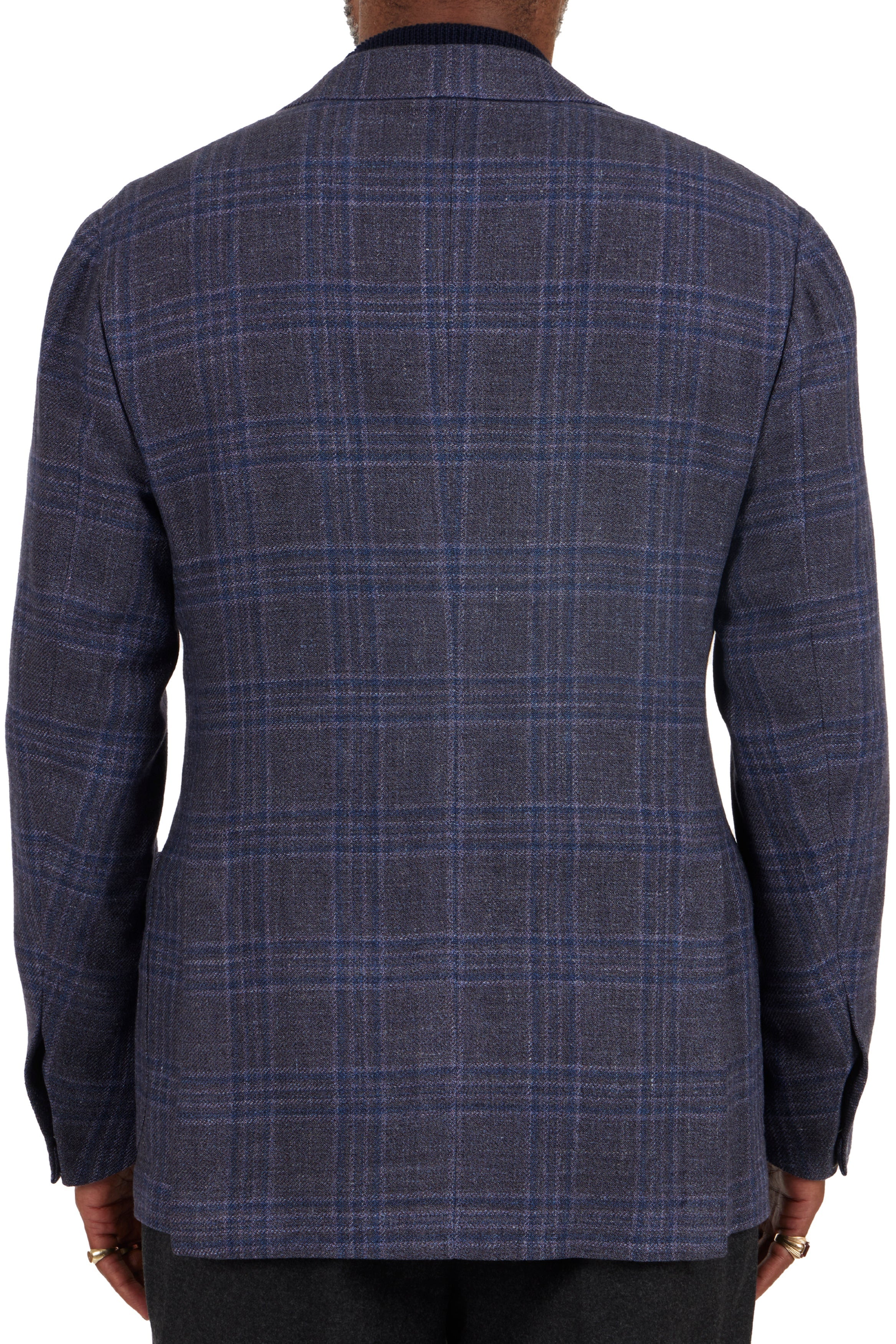 The Armoury Model 3 Purple RE053F22V Prince Of Wales Check Wool-Silk-Cashmere-Linen Sport Coat