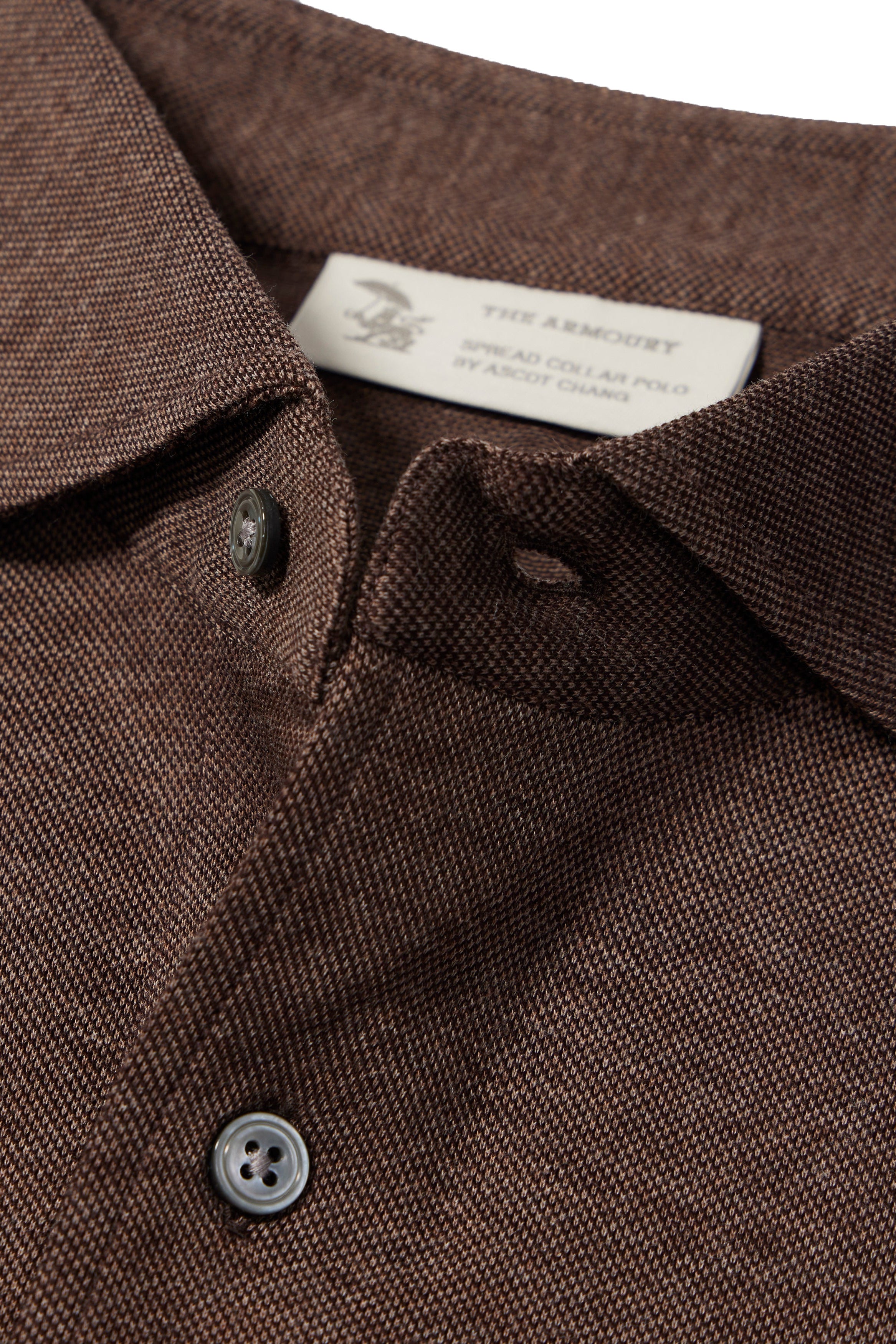 The Armoury Heather Brown Cotton Short Sleeve Spread Collar Polo *sample*