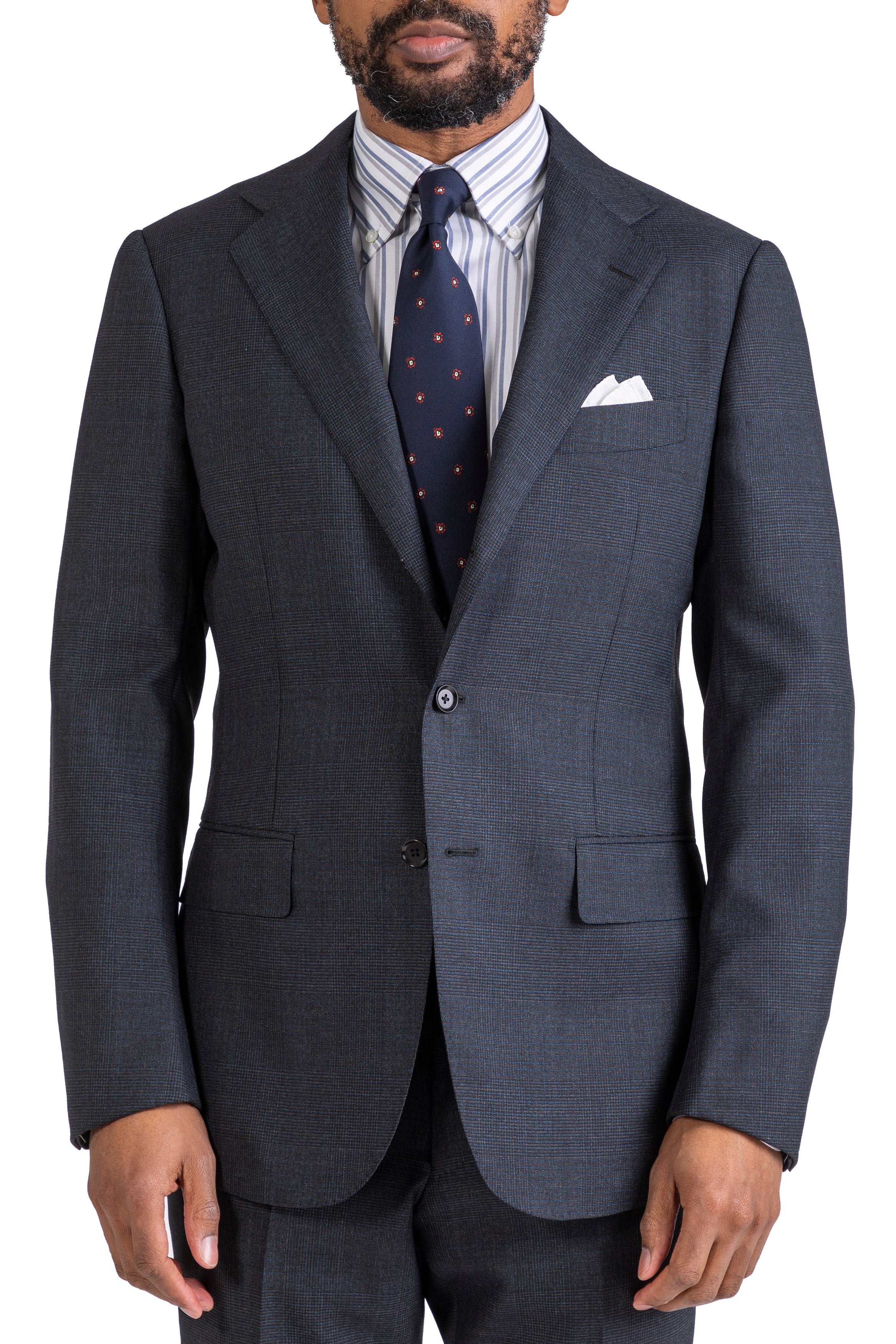The Armoury Model 3A Grey Blue Wool Glen Check Suit