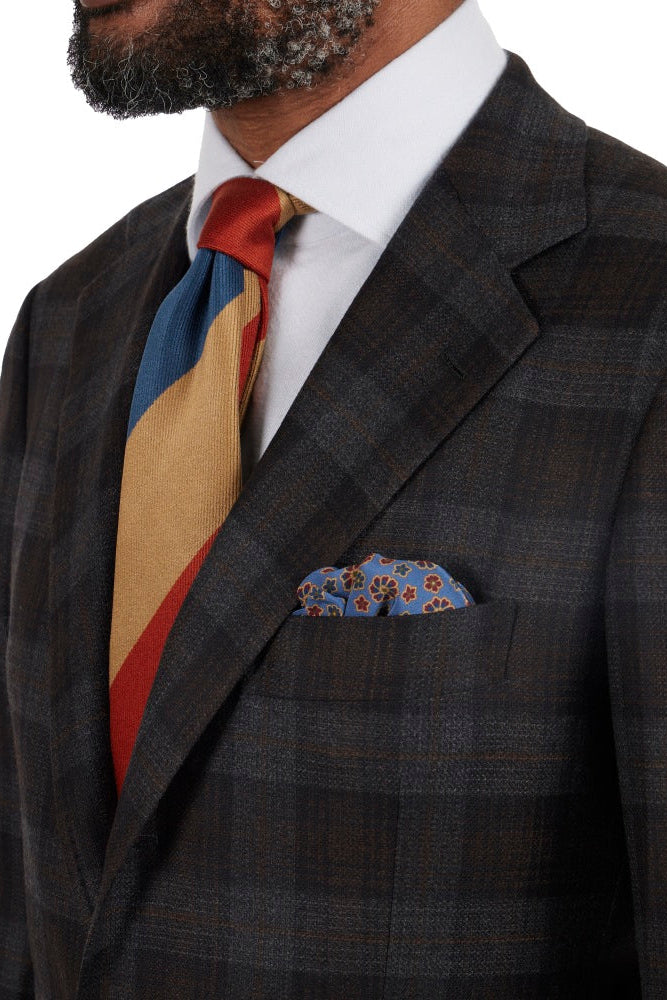 The Armoury Model 3 RE053F23B Charcoal With Orange Check Wool-Cashmere Sport Coat