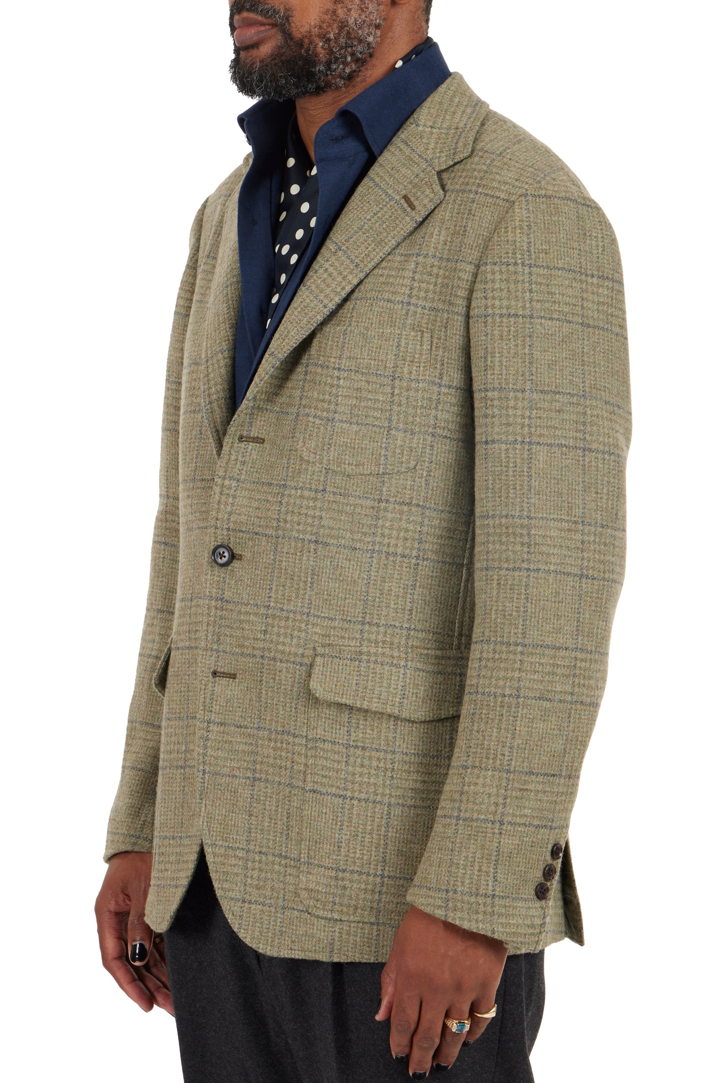 The Armoury Model 11 RE053F29E Light Green Check Tweed Wool Sport Coat