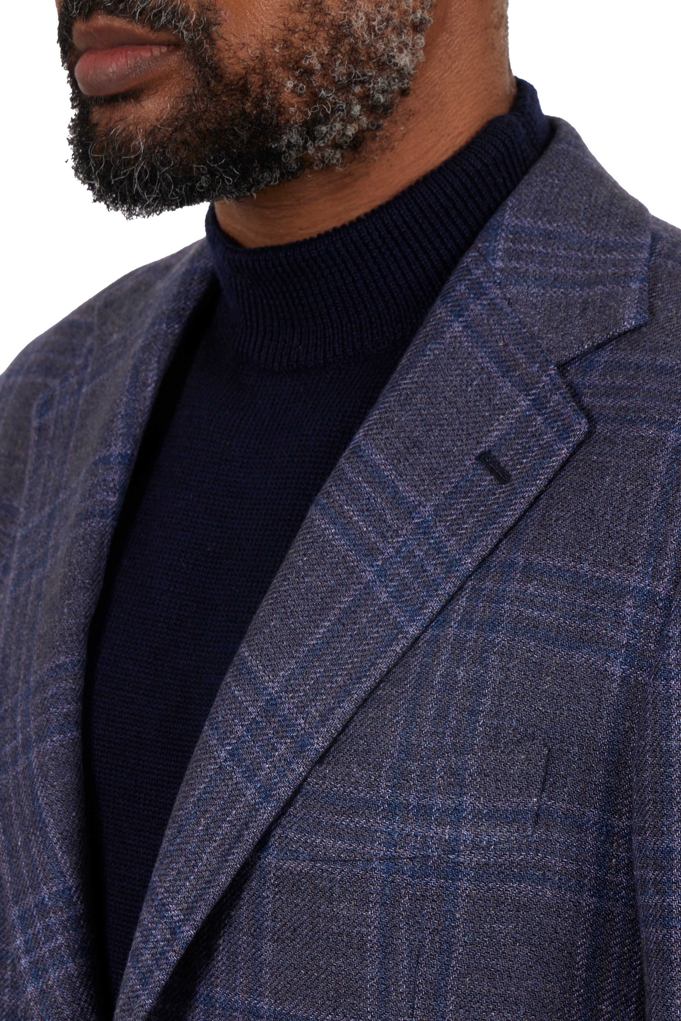 The Armoury Model 3 Purple RE053F22V Prince Of Wales Check Wool-Silk-Cashmere-Linen Sport Coat