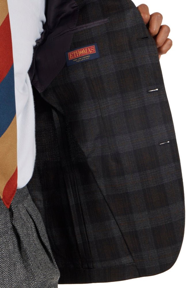 The Armoury Model 3 RE053F23B Charcoal With Orange Check Wool-Cashmere Sport Coat