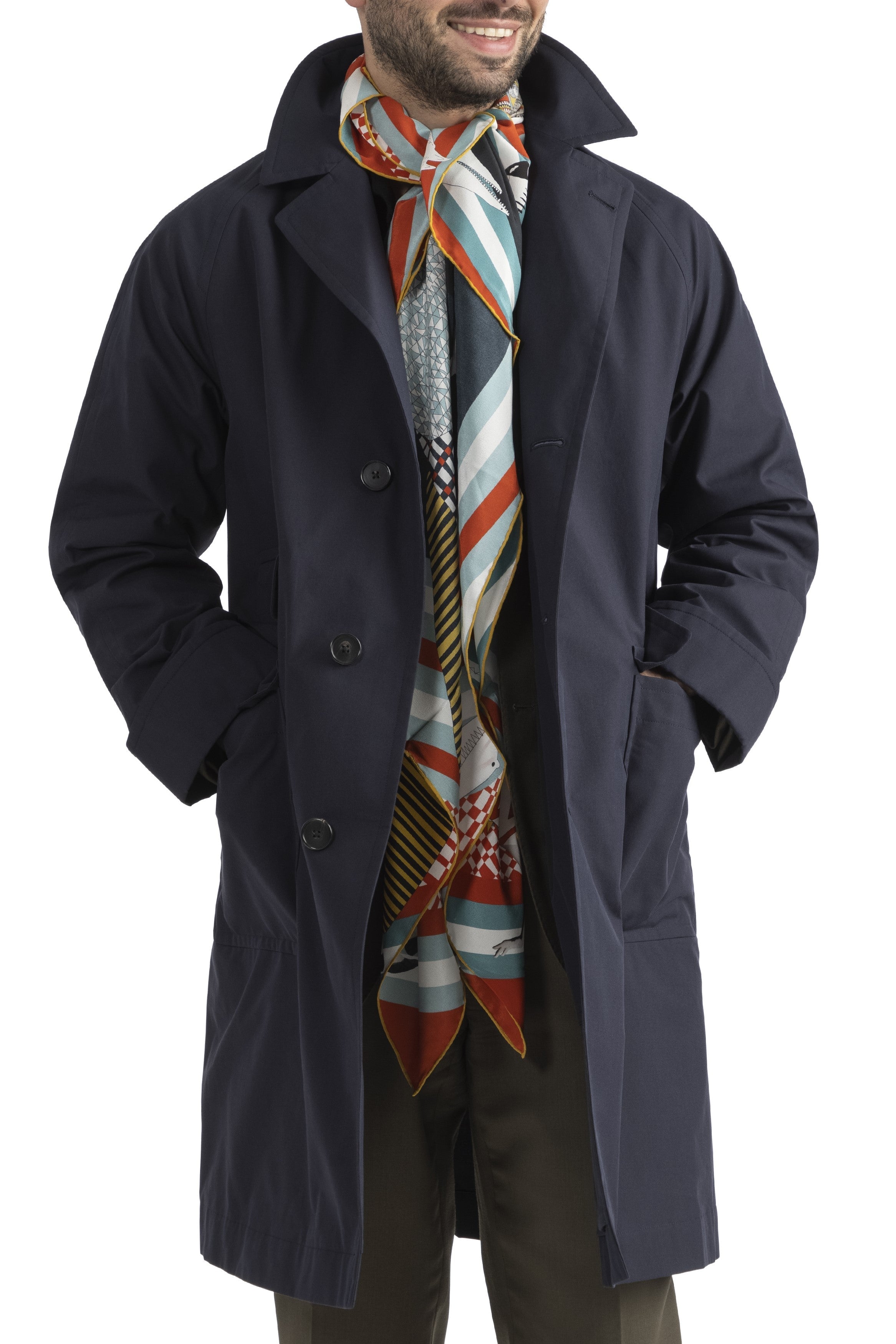 Cohérence Corb II Navy Poplin Cotton Coat *sample*