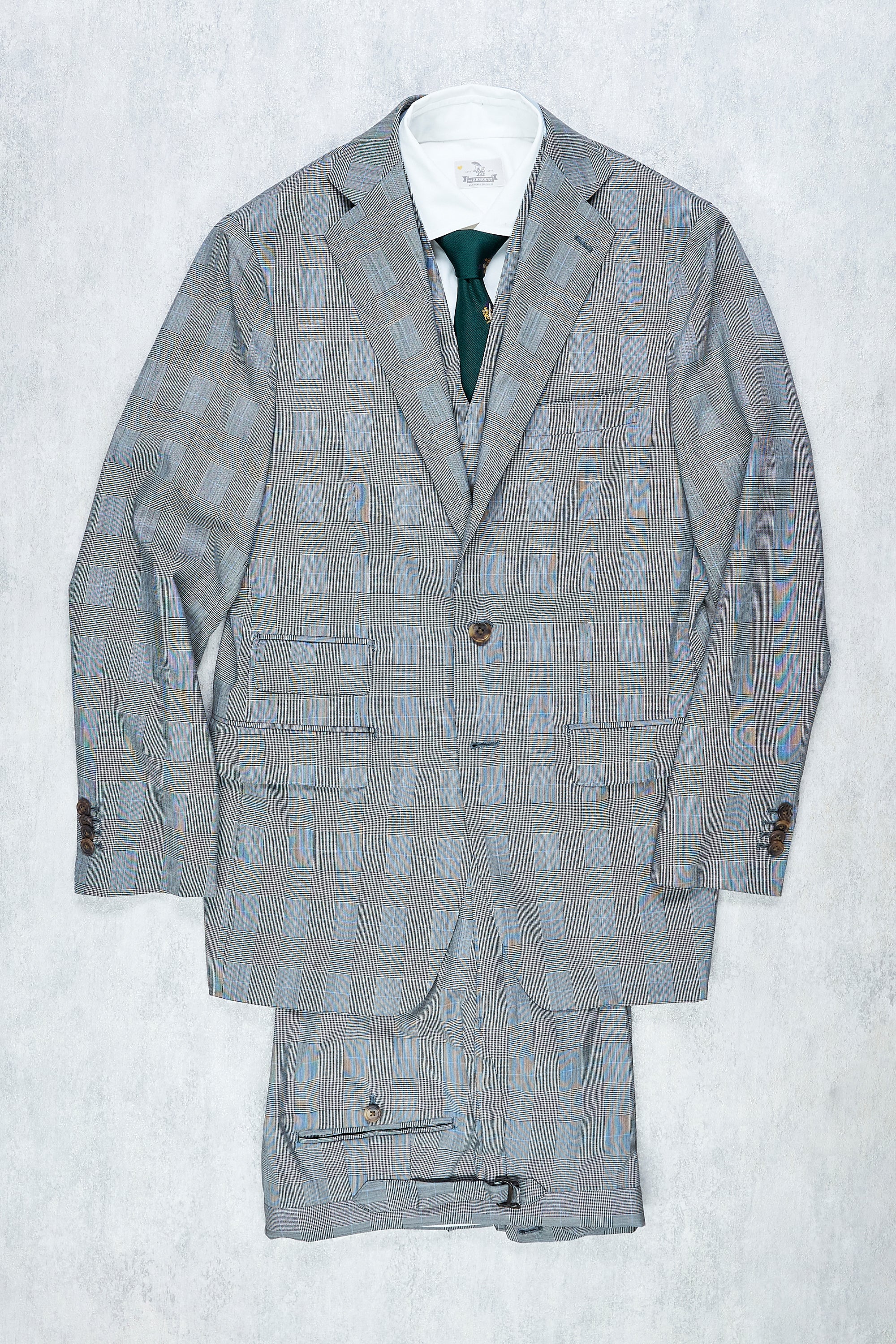 Patrick Johnson Black and White Prince of Wales Check Wool 3 Piece Suit